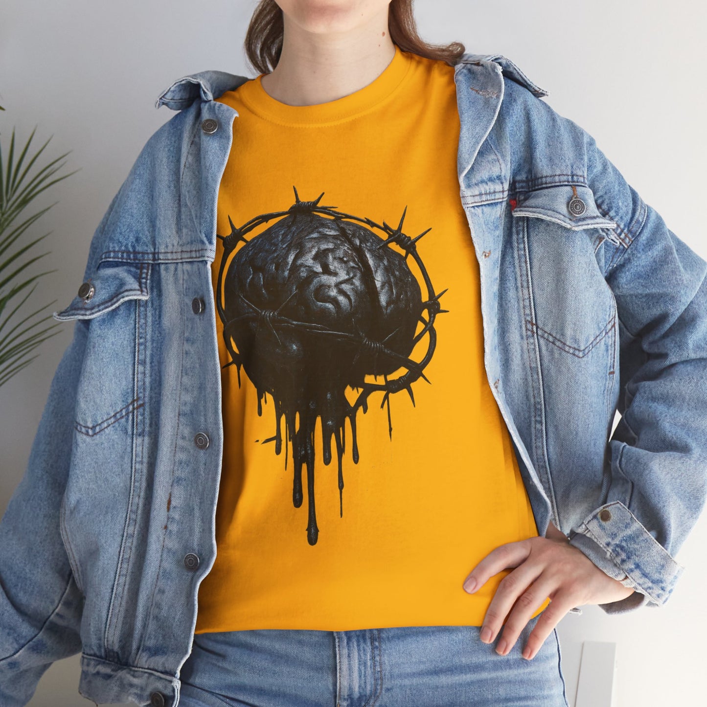 Dark Dripping Brain Tee, Unisex Heavy Cotton Shirt, Horror Fashion, Gothic Grunge Apparel, Edgy Gift for Him/Her