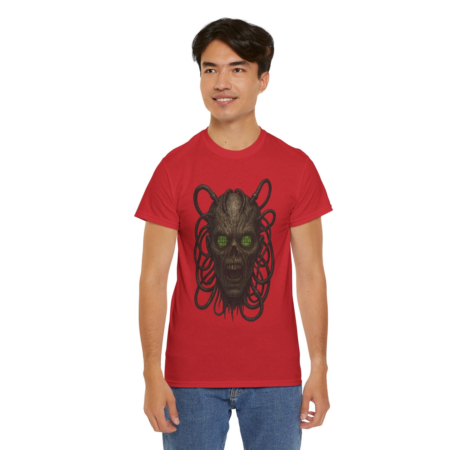 Neural Wraith T-Shirt, Gothic Horror Tee, Sci-Fi Skull Shirt, Cyberpunk Unisex Graphic, Dark Techwear