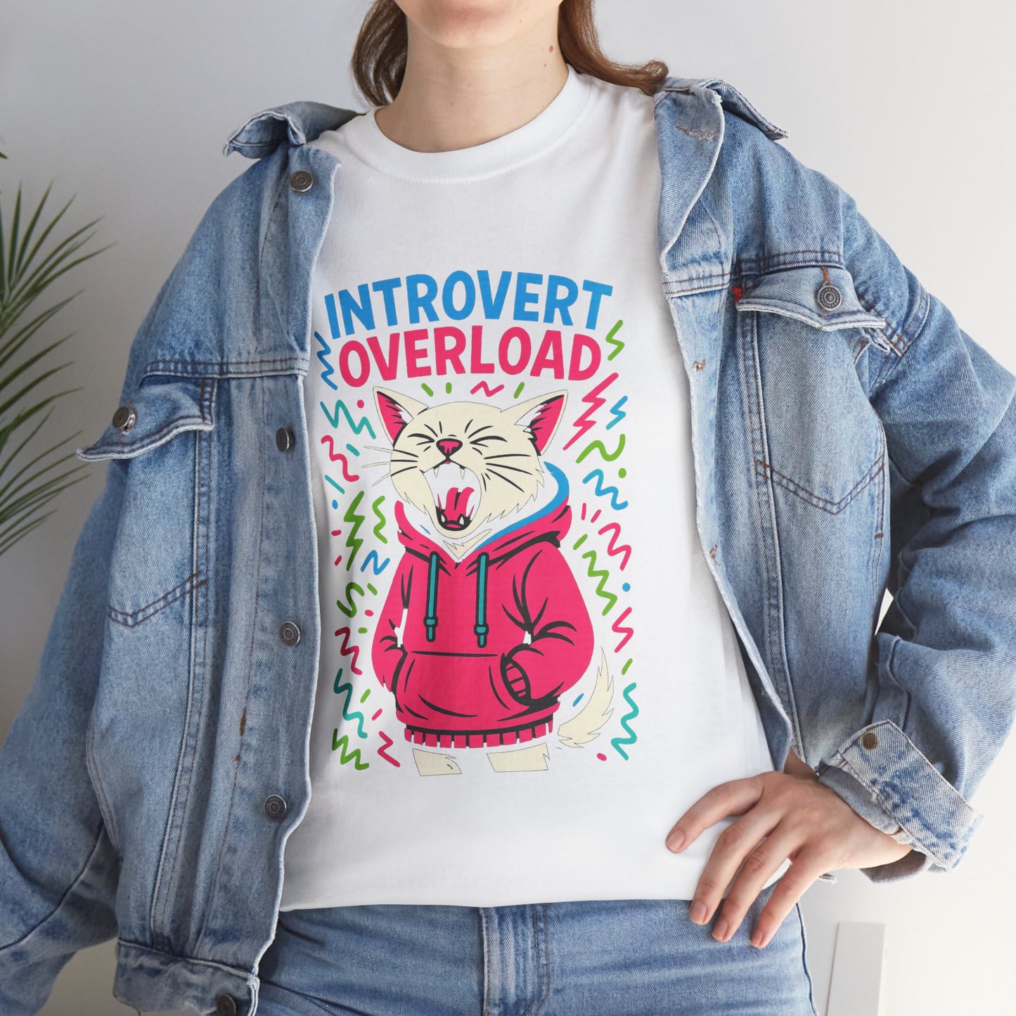 Introvert Overload Cat Shirt, Funny Hoodie Cat Tee, Social Anxiety Meme Shirt, Unisex Gift for Cat Lovers, Loud Crowd Humor Top