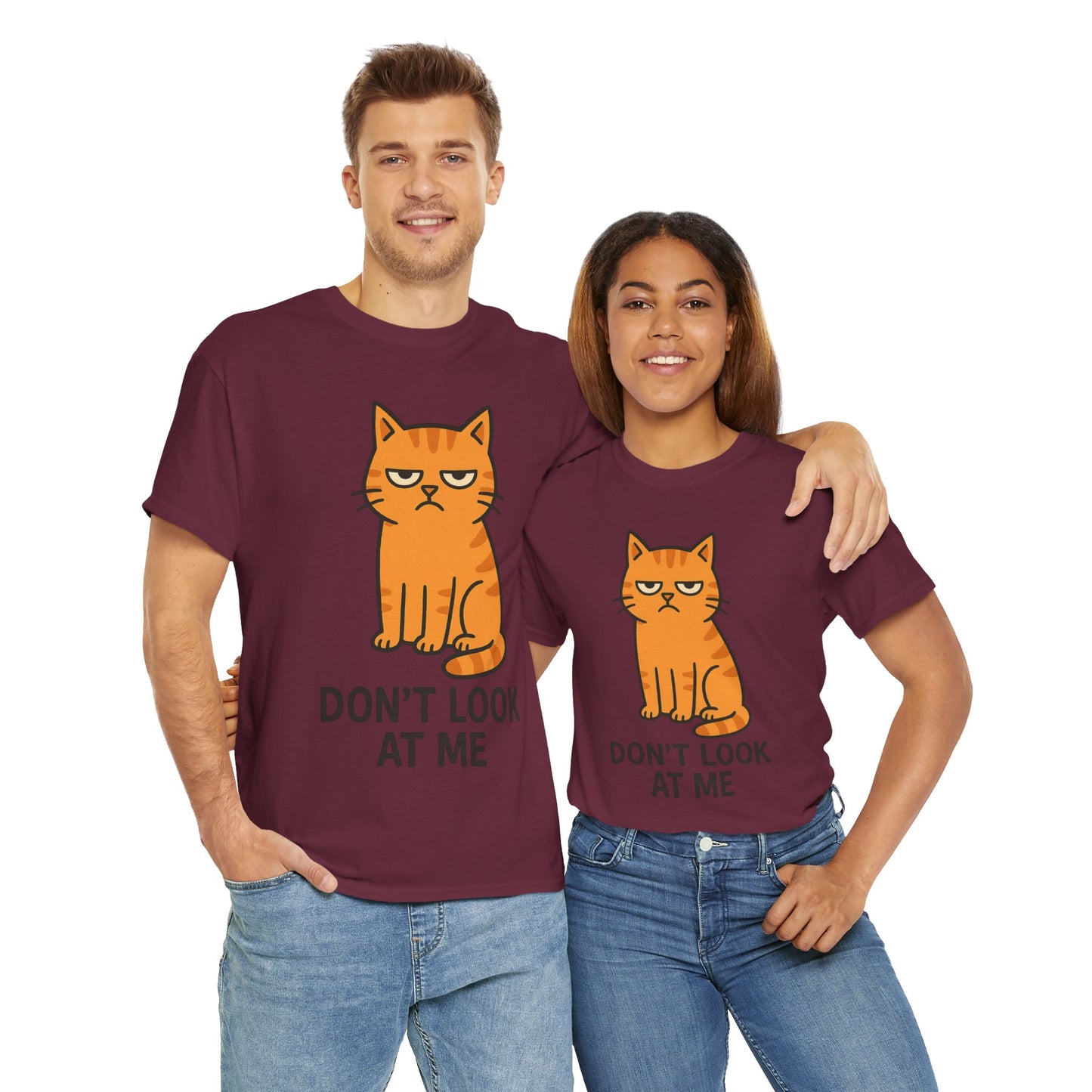 Grumpy Cat Tee - Don't Look At Me Shirt, Funny Gift for Cat Lovers, Unisex Graphic T-Shirt, Sassy Feline Humor, Casual Pet Lover Apparel