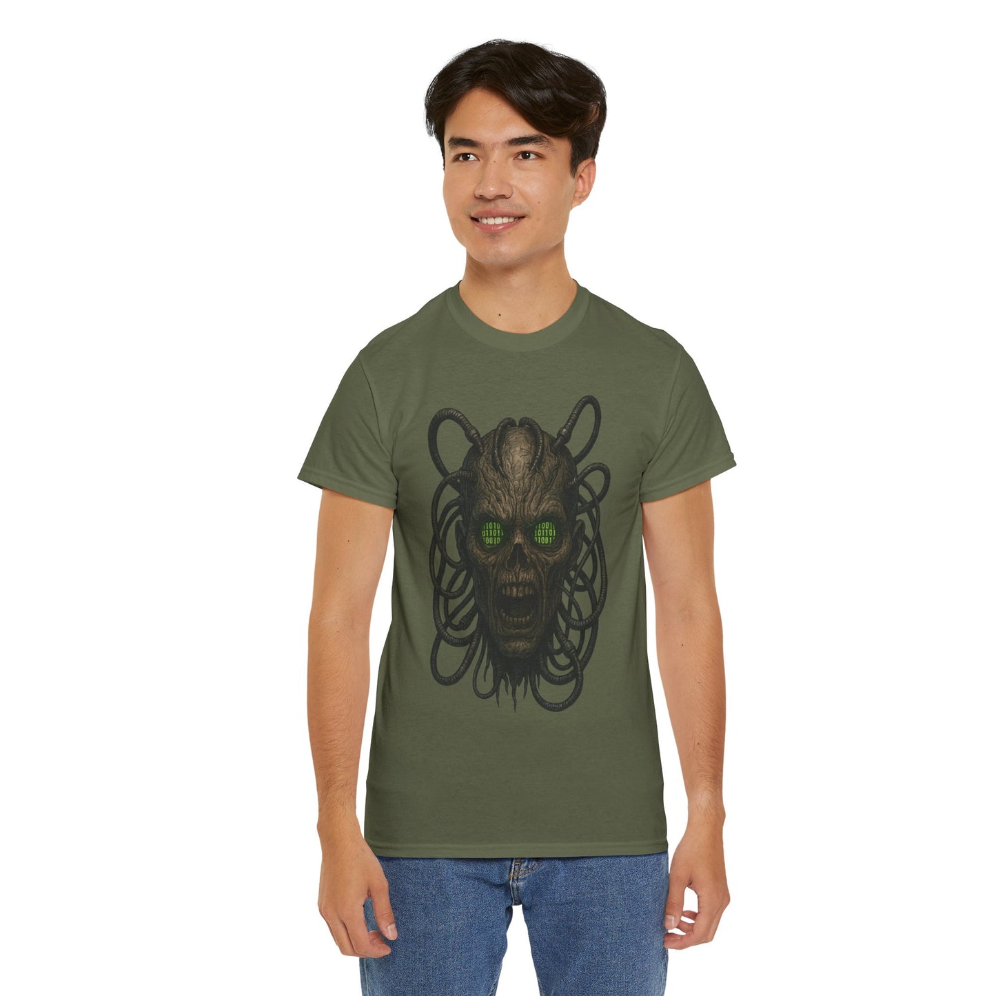Neural Wraith T-Shirt, Gothic Horror Tee, Sci-Fi Skull Shirt, Cyberpunk Unisex Graphic, Dark Techwear