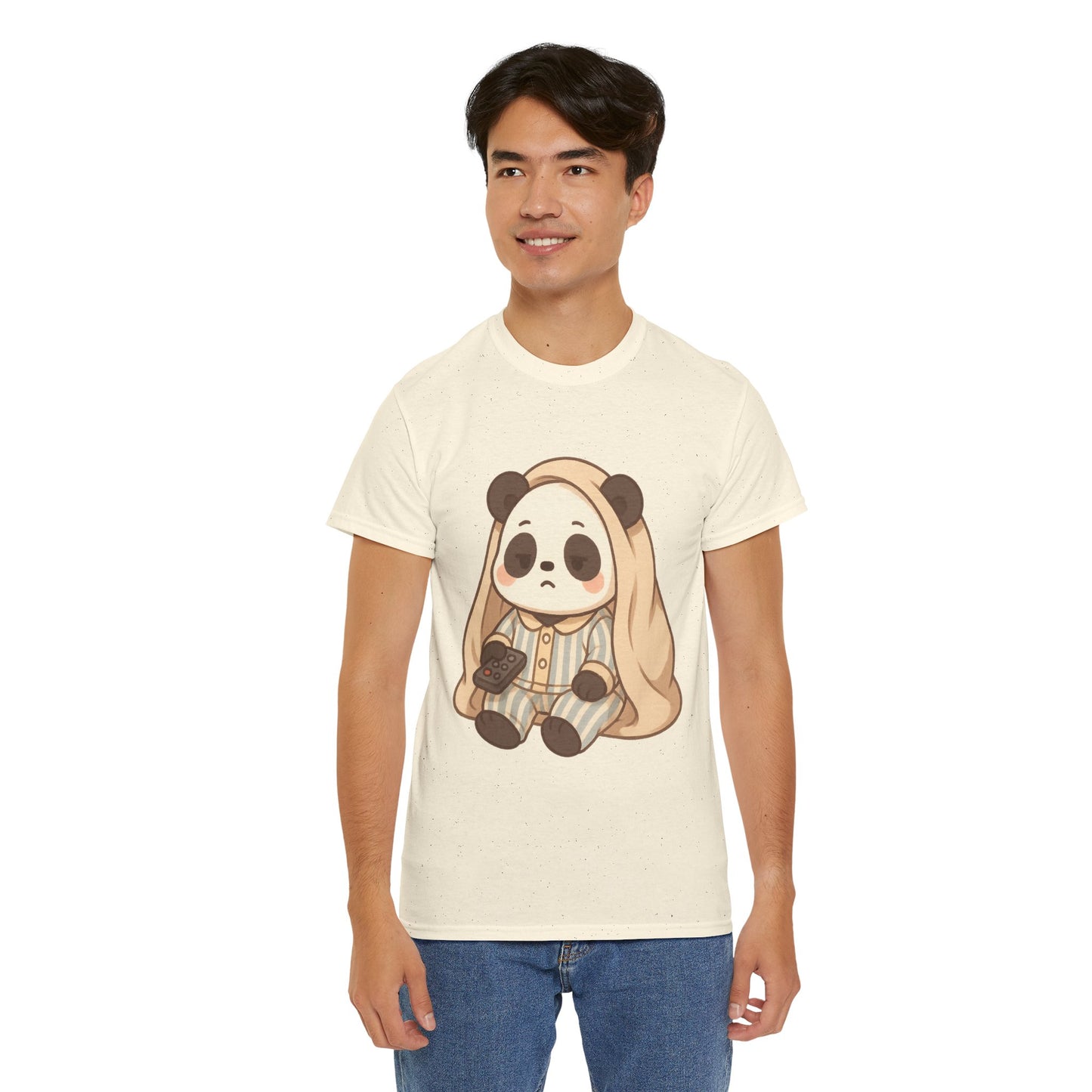 Lazy Panda Vibes Unisex Cotton Tee, Cozy Pajama Shirt, Cute Loungewear, Animal Lover Gift, Relaxing Outfit