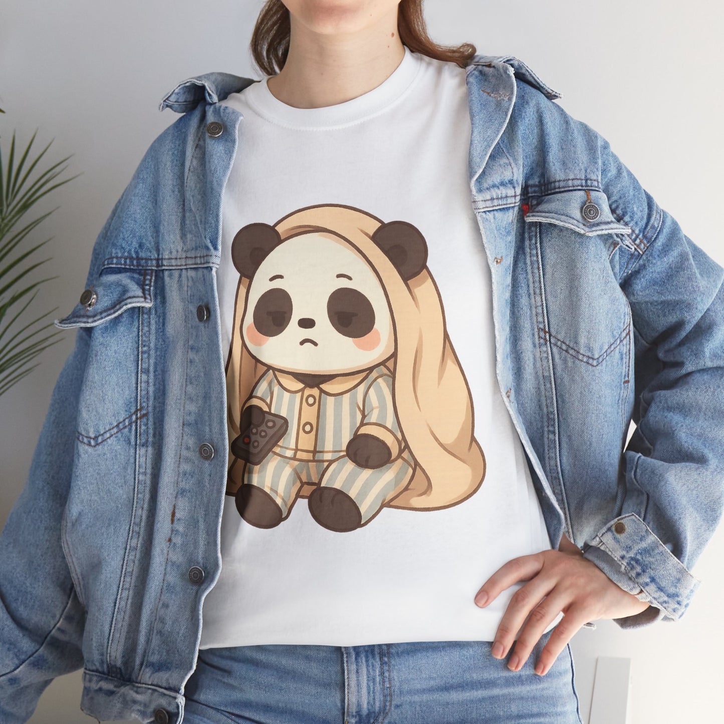 Lazy Panda Vibes Unisex Cotton Tee, Cozy Pajama Shirt, Cute Loungewear, Animal Lover Gift, Relaxing Outfit