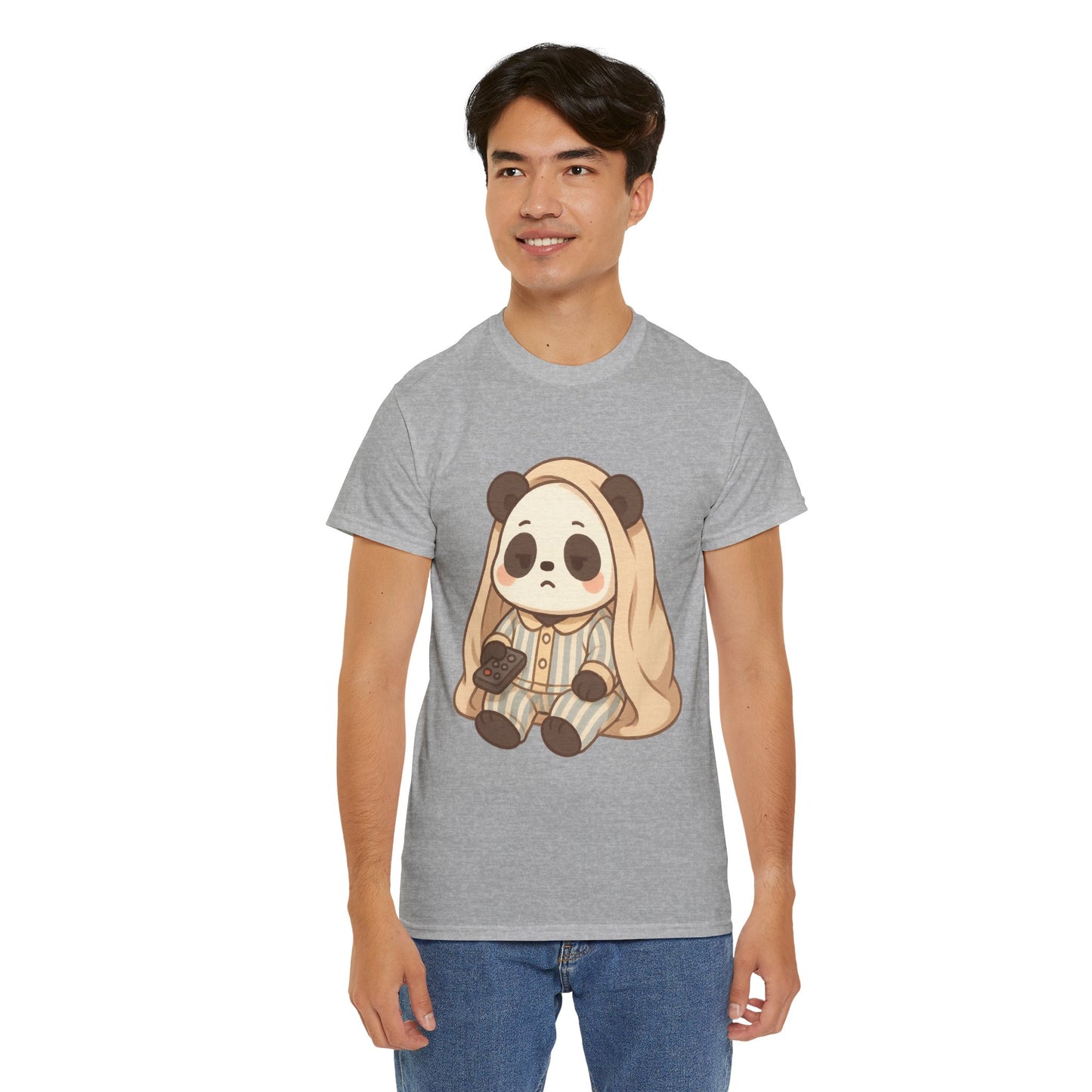 Lazy Panda Vibes Unisex Cotton Tee, Cozy Pajama Shirt, Cute Loungewear, Animal Lover Gift, Relaxing Outfit