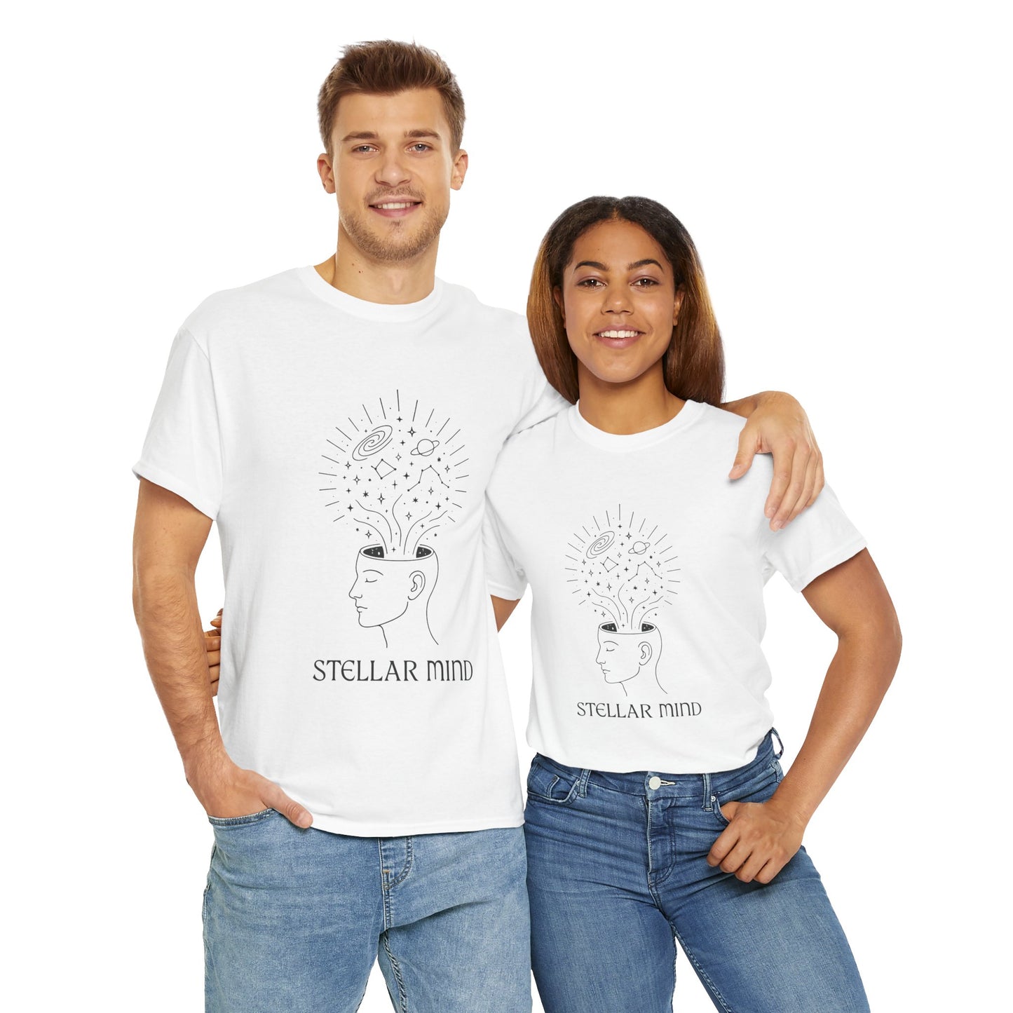 Stellar Mind Unisex T-Shirt, Cosmic Head Graphic Tee, Astrology Gift, Mindful Apparel, Universe Design Shirt, Spiritual Top