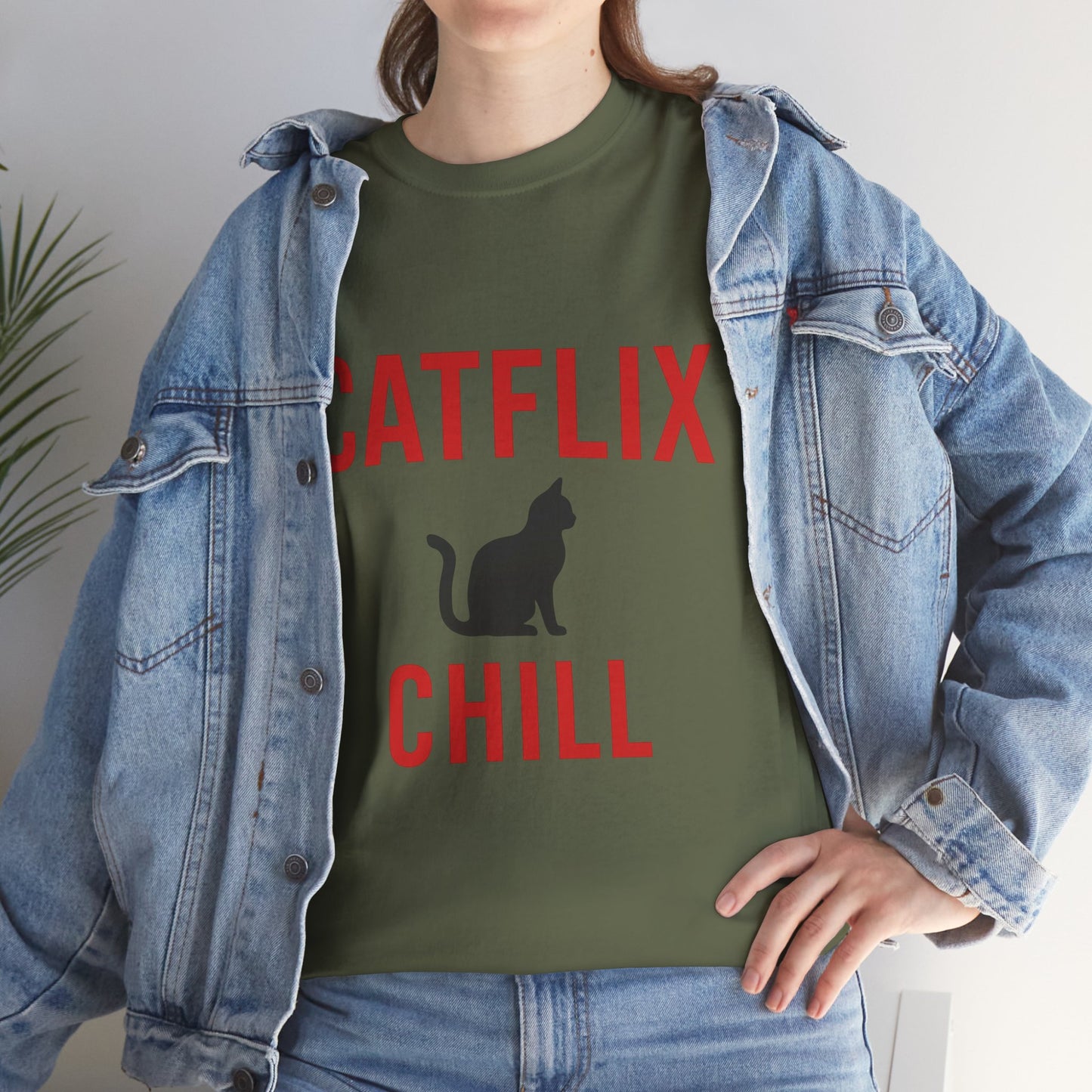 Catflix & Chill T-Shirt – Funny Cat Meme Shirt – Cozy Netflix Parody Tee – Unisex Cat Lover Gift
