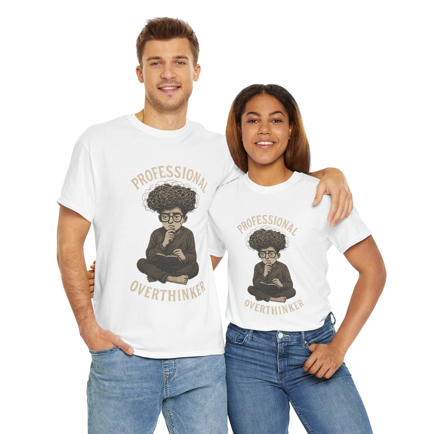 Professional Overthinker Shirt - Funny Thoughtful T-Shirt, Unisex Heavy Cotton Tee, Gift for Deep Thinkers, Casual Comfort Tee