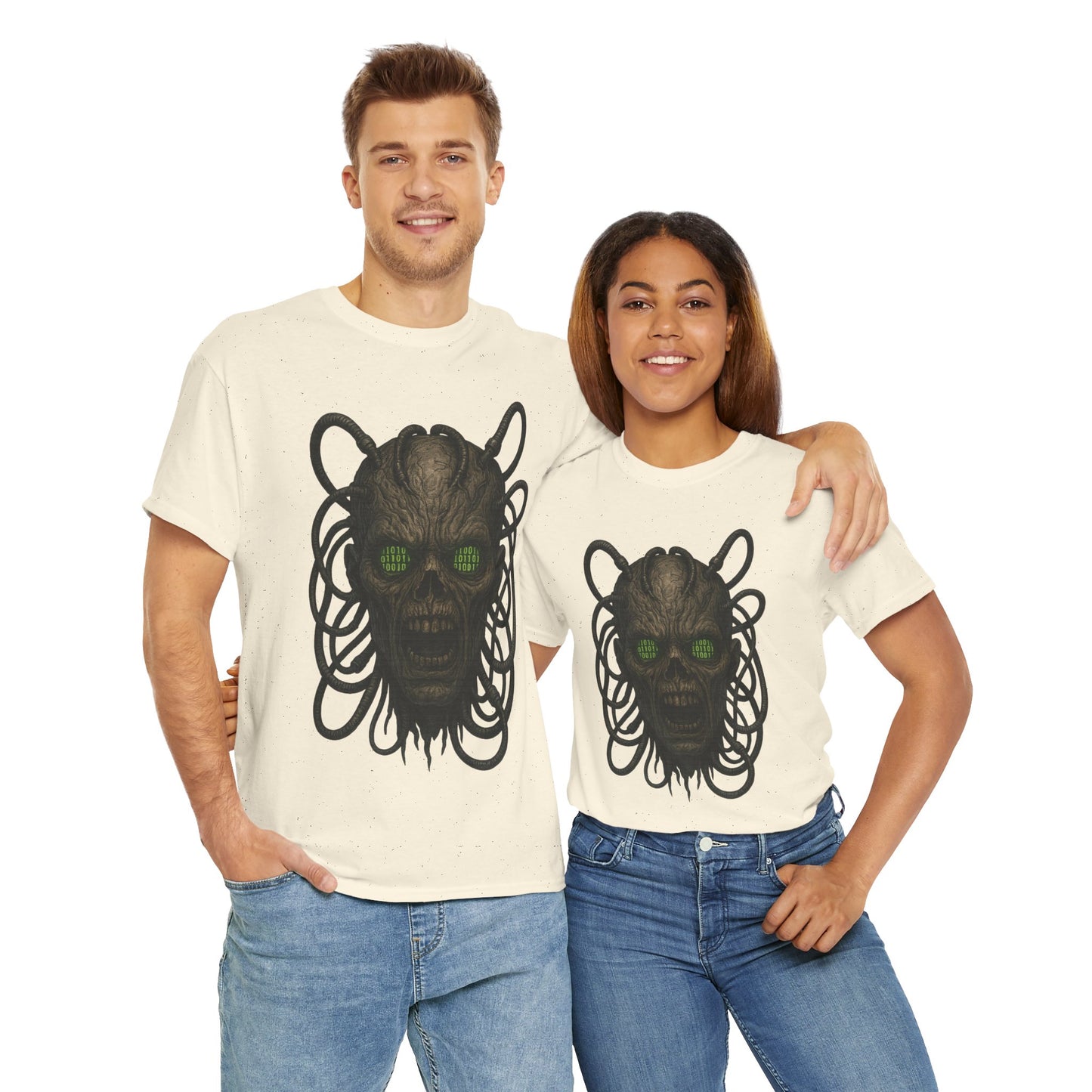 Neural Wraith T-Shirt, Gothic Horror Tee, Sci-Fi Skull Shirt, Cyberpunk Unisex Graphic, Dark Techwear