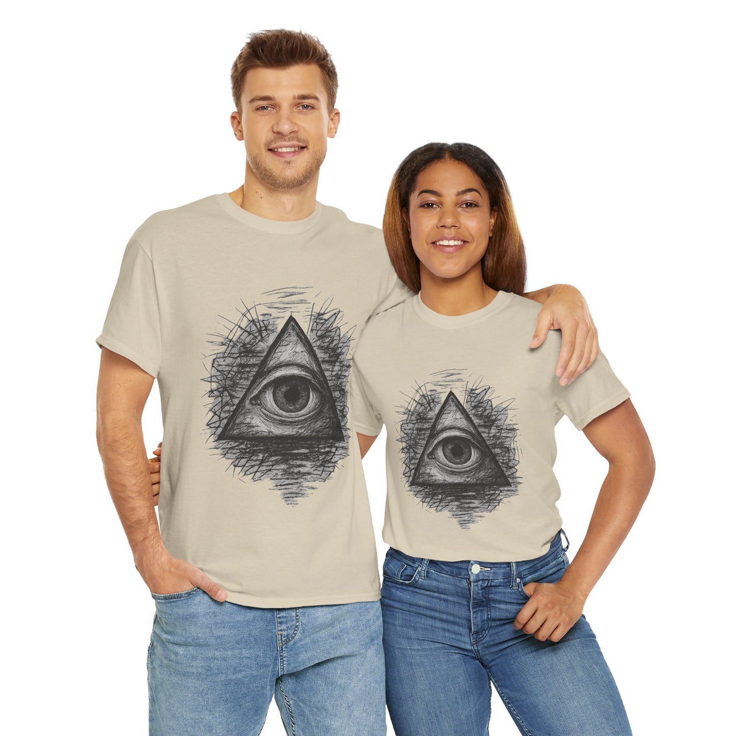 Mystic All-Seeing Eye Tee, Unisex Heavy Cotton Shirt, Occult Symbol T-Shirt, Grunge Style Gift, Esoteric Apparel