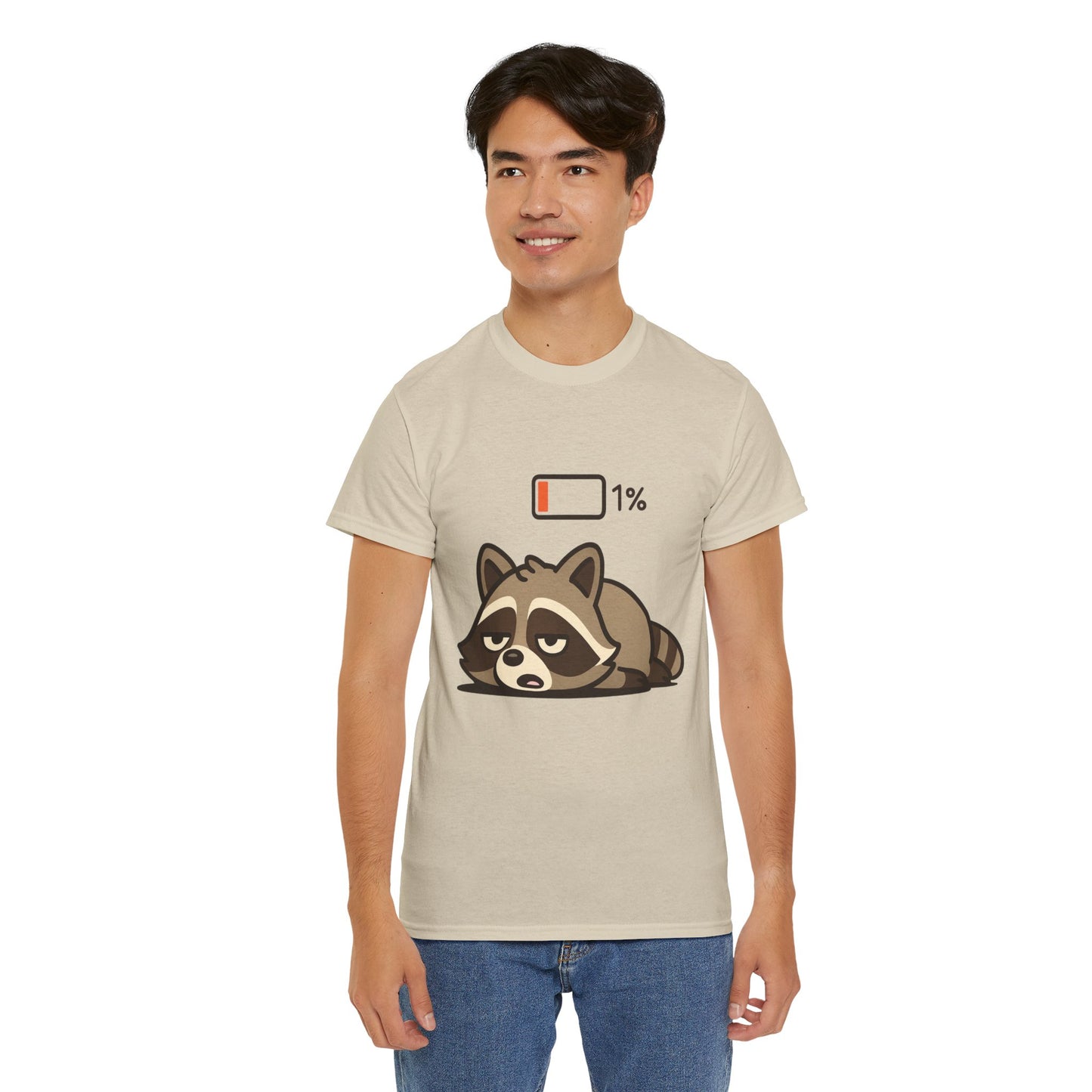 Sleepy Raccoon Tee, Funny Animal Shirt, Lazy Day Outfit, Cozy Gift, Unisex Cotton Tee