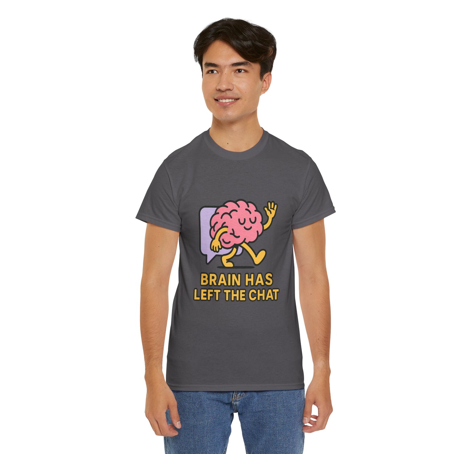 Brain Has Left The Chat T-Shirt, Funny Walking Brain Tee, Quirky Meme Shirt, Digital Humor, Gen Z Gift, Casual Unisex Graphic Top