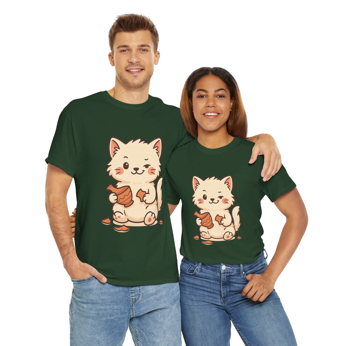 Cute Naughty Cat T-Shirt - Funny Kawaii Cat Shirt for Pet Lovers, Paws & Claws Collection