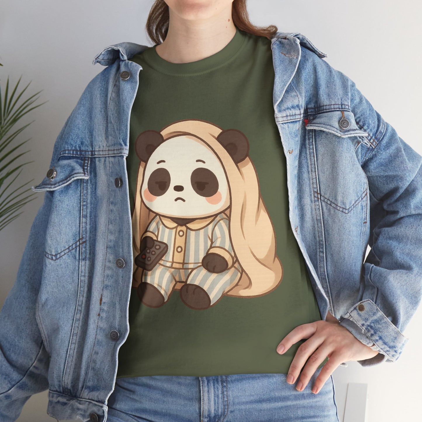 Lazy Panda Vibes Unisex Cotton Tee, Cozy Pajama Shirt, Cute Loungewear, Animal Lover Gift, Relaxing Outfit