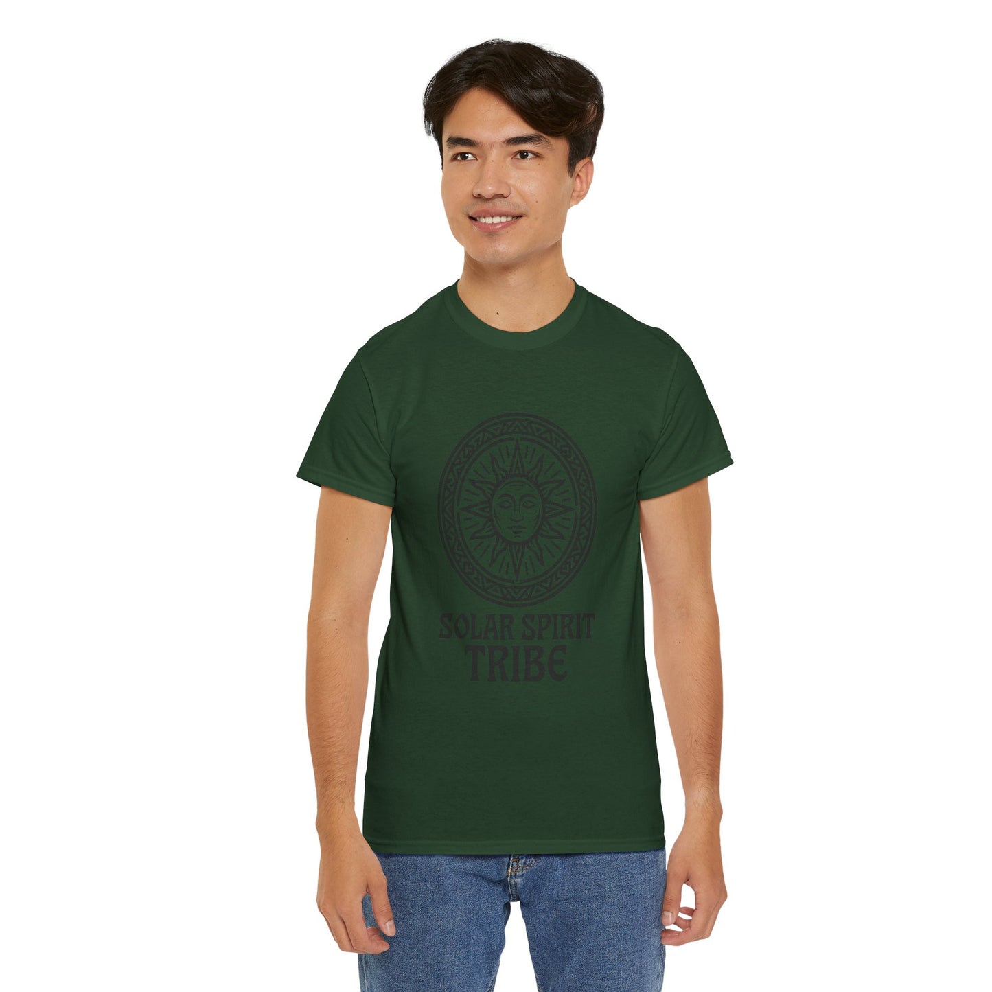 Solar Spirit Tribe Unisex T-Shirt, Sun Symbol Tee, Tribal Graphic Shirt, Boho Festival Top, Nature Lover Gift, Eco Spiritual Wear