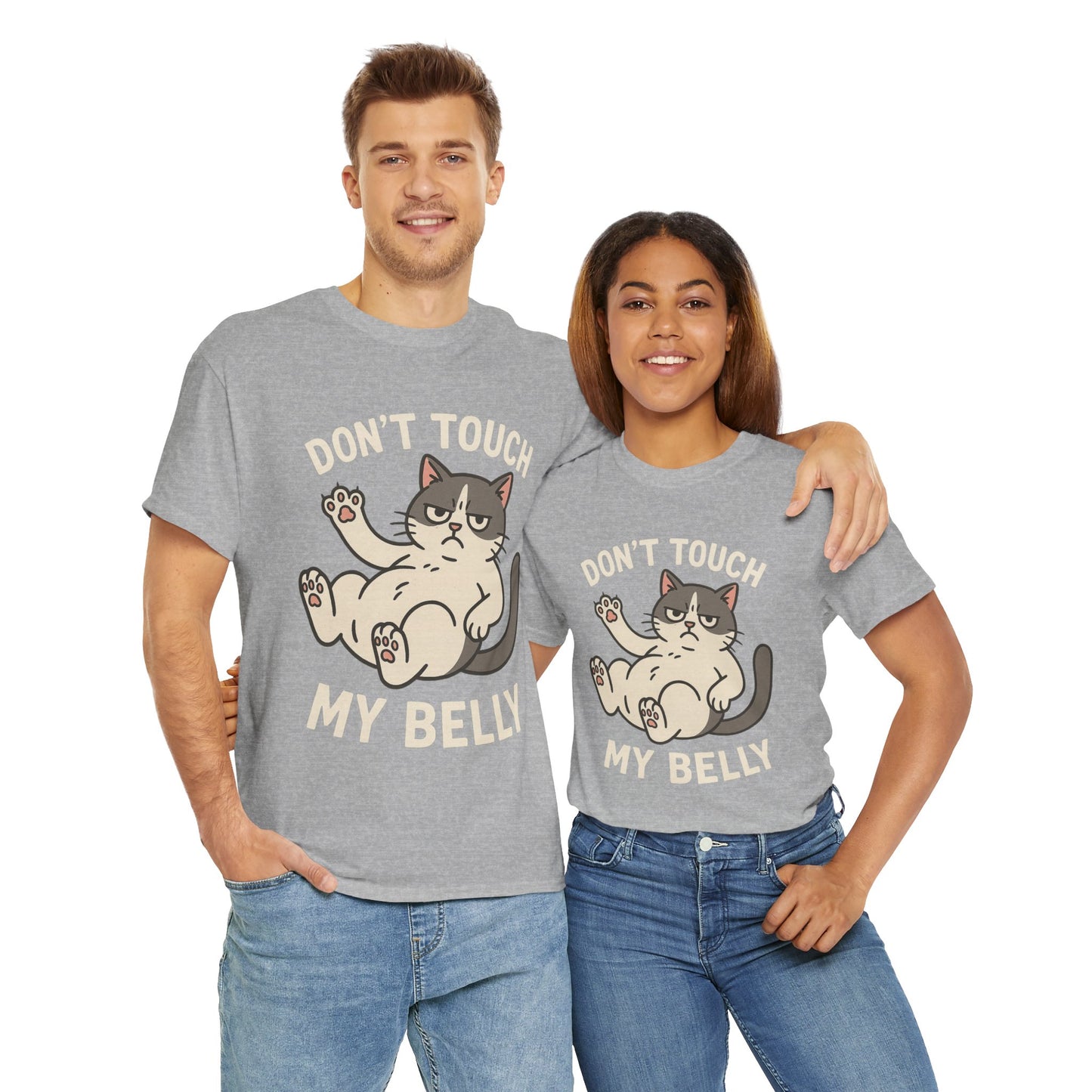 Dont Touch My Belly Cat Tee Grumpy Cat Graphic Shirt, Funny Unisex Gift
