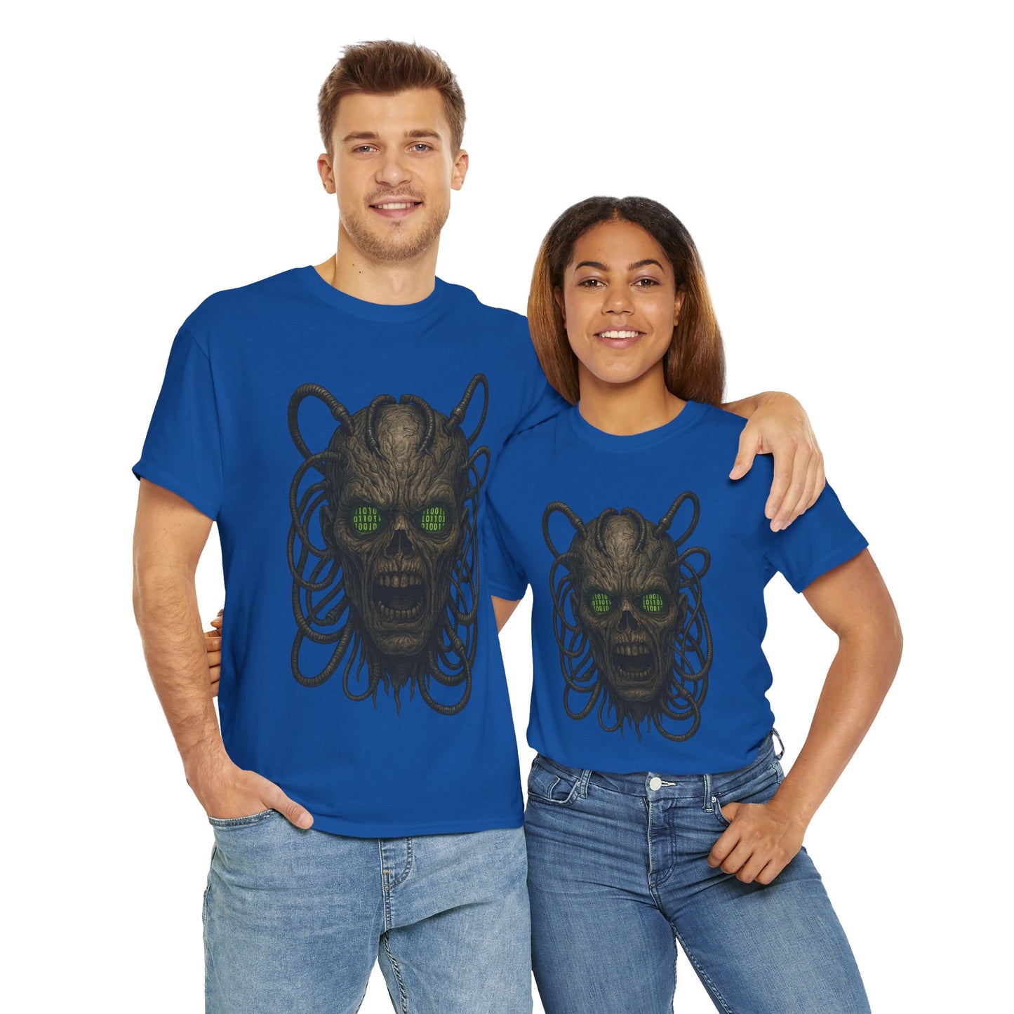 Neural Wraith T-Shirt, Gothic Horror Tee, Sci-Fi Skull Shirt, Cyberpunk Unisex Graphic, Dark Techwear