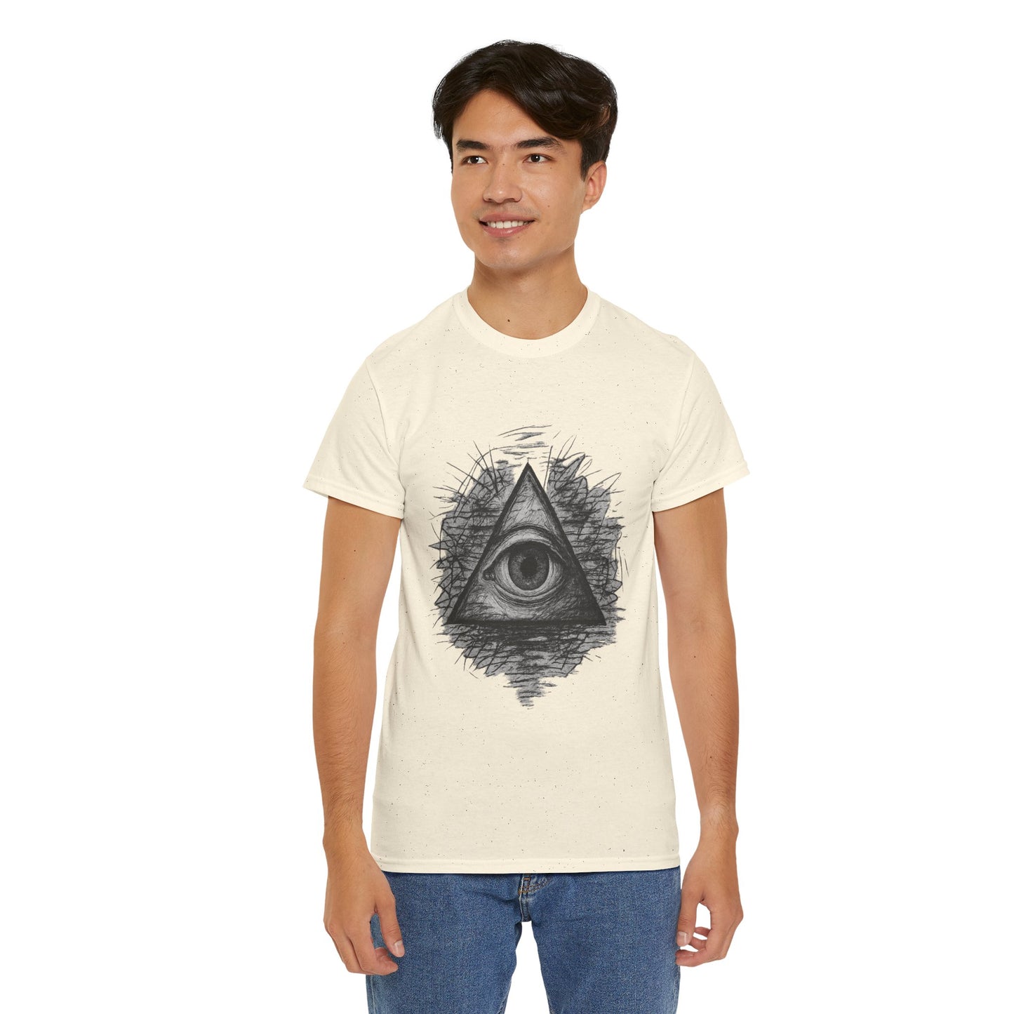 Mystic All-Seeing Eye Tee, Unisex Heavy Cotton Shirt, Occult Symbol T-Shirt, Grunge Style Gift, Esoteric Apparel