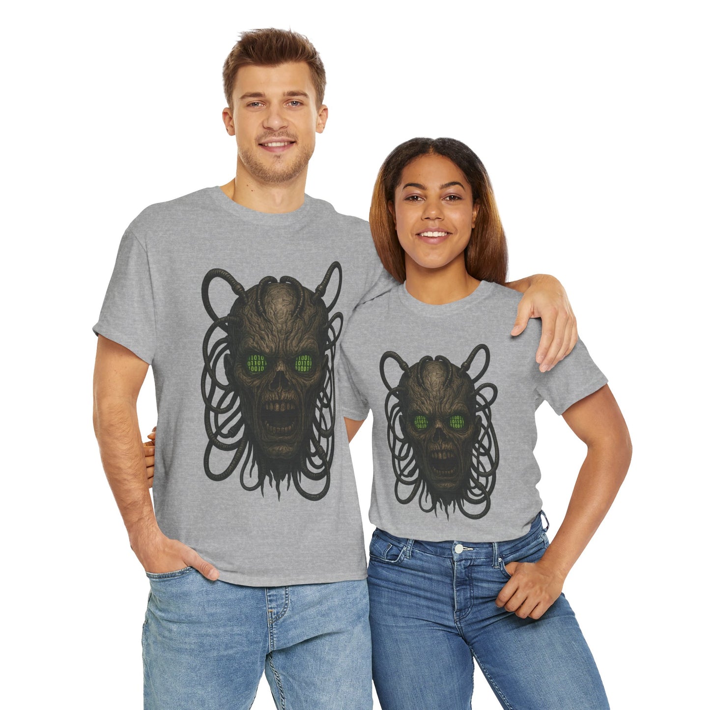 Neural Wraith T-Shirt, Gothic Horror Tee, Sci-Fi Skull Shirt, Cyberpunk Unisex Graphic, Dark Techwear