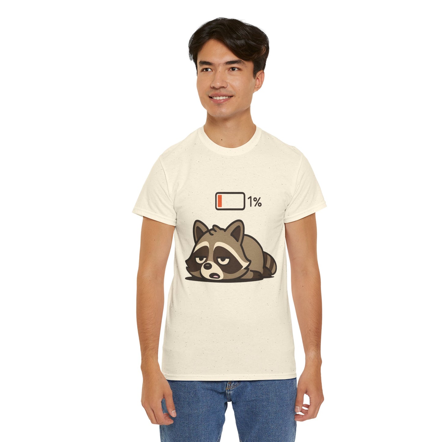 Sleepy Raccoon Tee, Funny Animal Shirt, Lazy Day Outfit, Cozy Gift, Unisex Cotton Tee