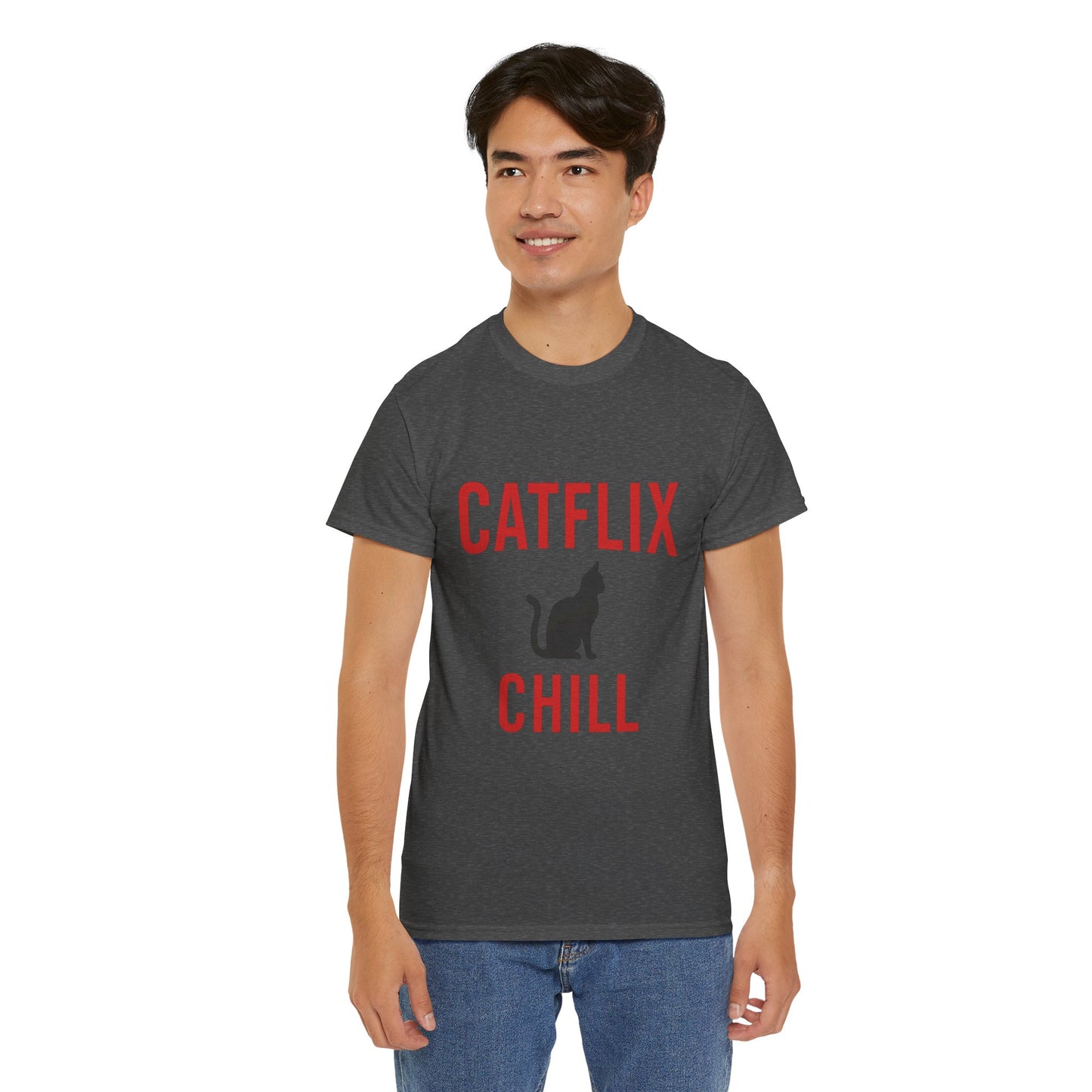 Catflix & Chill T-Shirt – Funny Cat Meme Shirt – Cozy Netflix Parody Tee – Unisex Cat Lover Gift
