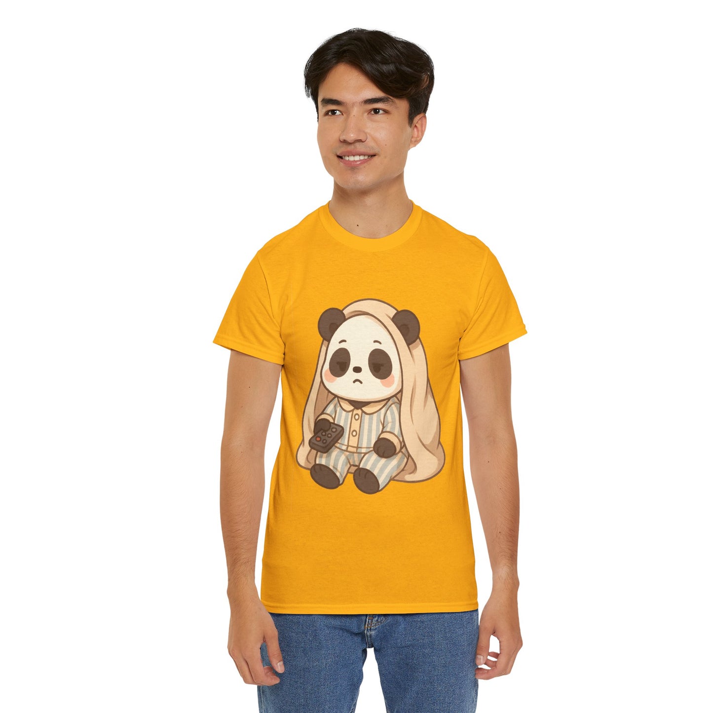 Lazy Panda Vibes Unisex Cotton Tee, Cozy Pajama Shirt, Cute Loungewear, Animal Lover Gift, Relaxing Outfit
