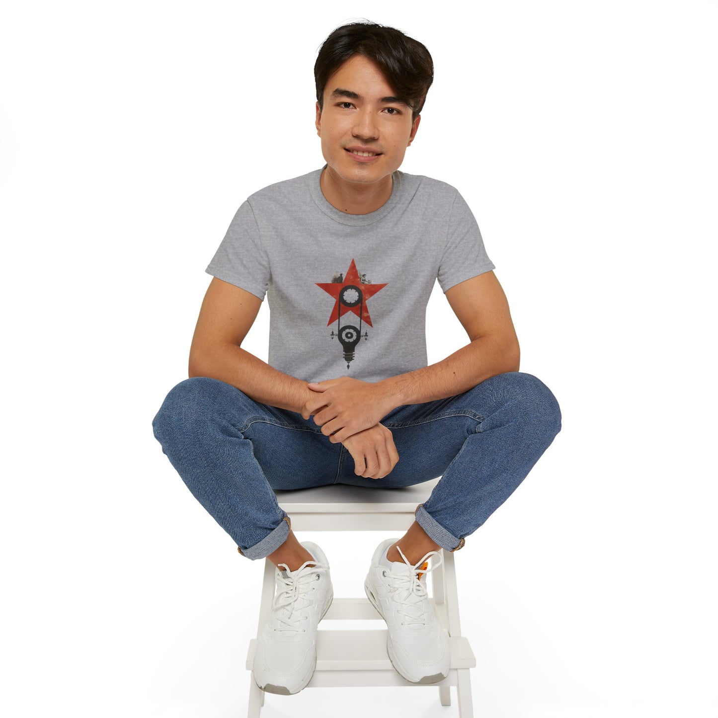 Red Star Mechanism Tee - Revolution T-Shirt, Steampunk Gear Shirt, Vintage Tech Art, Unisex Retro Design Tee