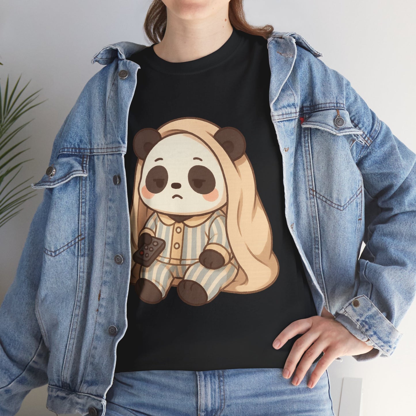 Lazy Panda Vibes Unisex Cotton Tee, Cozy Pajama Shirt, Cute Loungewear, Animal Lover Gift, Relaxing Outfit
