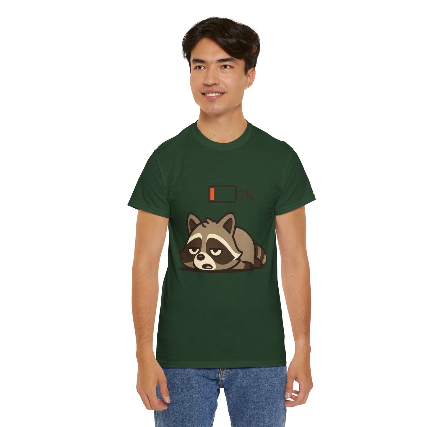 Sleepy Raccoon Tee, Funny Animal Shirt, Lazy Day Outfit, Cozy Gift, Unisex Cotton Tee
