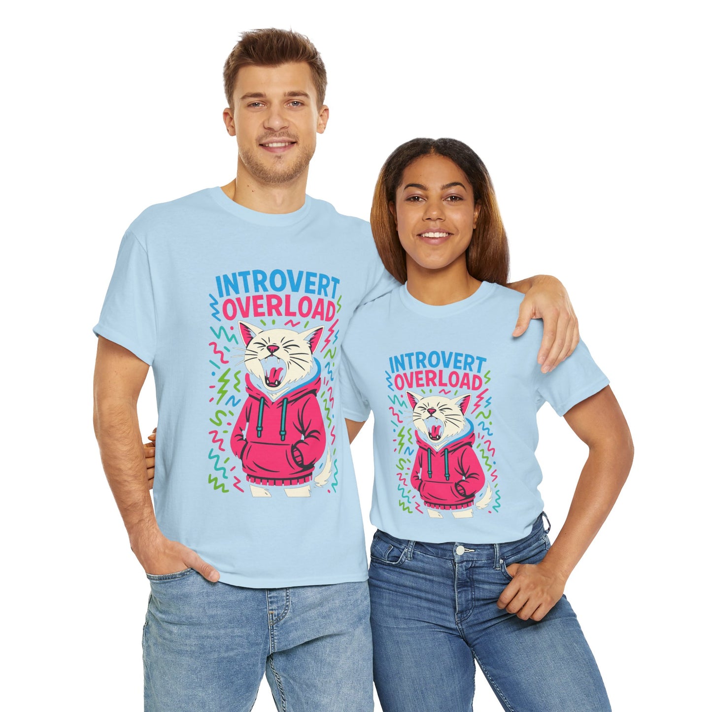 Introvert Overload Cat Shirt, Funny Hoodie Cat Tee, Social Anxiety Meme Shirt, Unisex Gift for Cat Lovers, Loud Crowd Humor Top