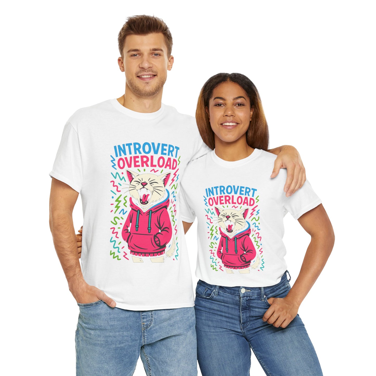 Introvert Overload Cat Shirt, Funny Hoodie Cat Tee, Social Anxiety Meme Shirt, Unisex Gift for Cat Lovers, Loud Crowd Humor Top