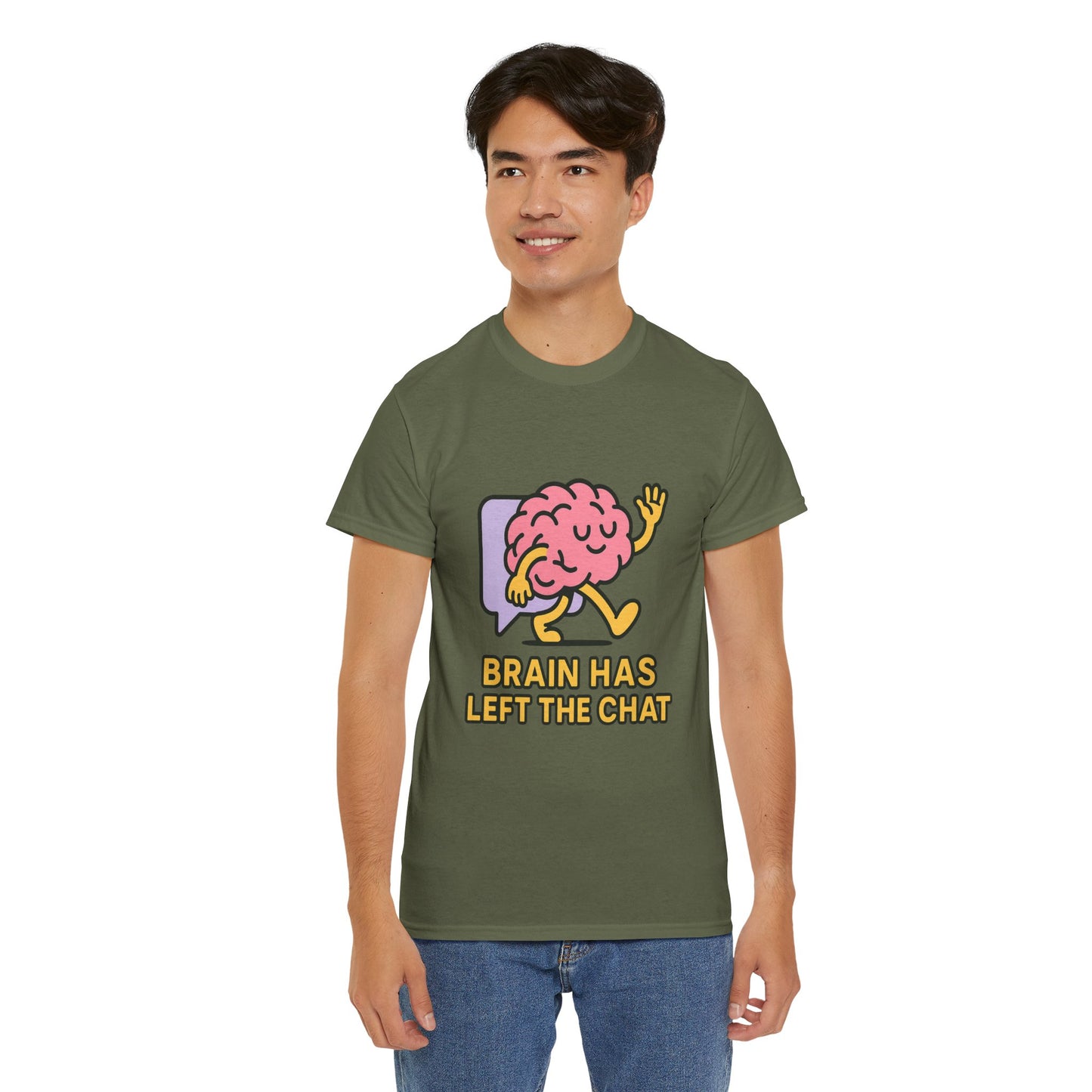 Brain Has Left The Chat T-Shirt, Funny Walking Brain Tee, Quirky Meme Shirt, Digital Humor, Gen Z Gift, Casual Unisex Graphic Top