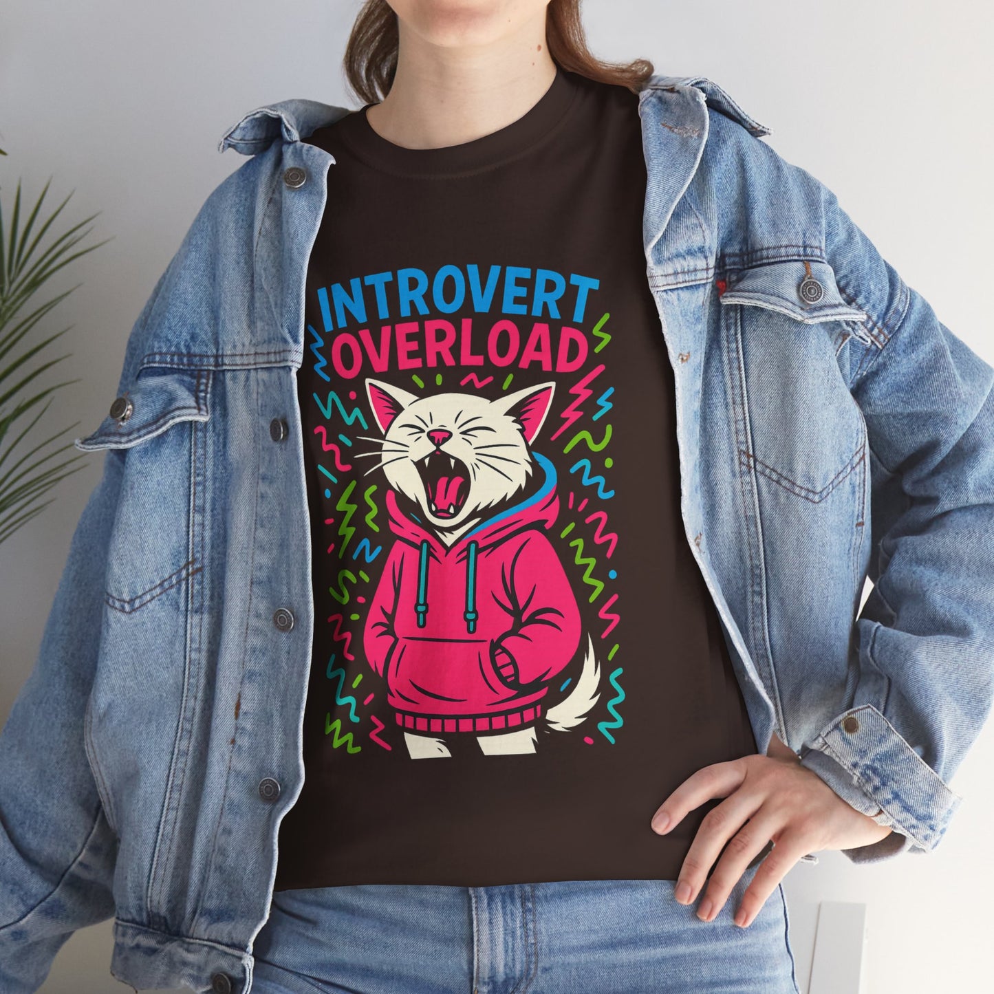 Introvert Overload Cat Shirt, Funny Hoodie Cat Tee, Social Anxiety Meme Shirt, Unisex Gift for Cat Lovers, Loud Crowd Humor Top
