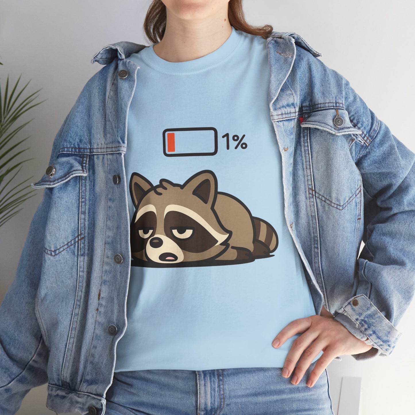Sleepy Raccoon Tee, Funny Animal Shirt, Lazy Day Outfit, Cozy Gift, Unisex Cotton Tee