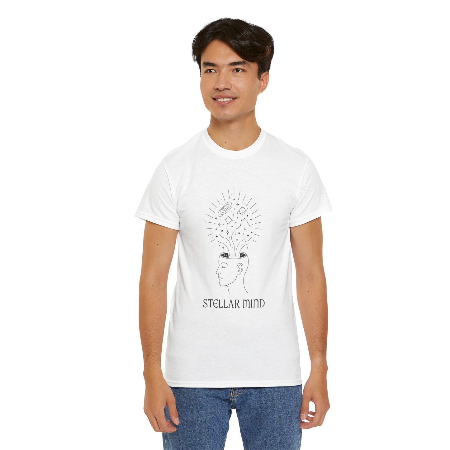 Stellar Mind Unisex T-Shirt, Cosmic Head Graphic Tee, Astrology Gift, Mindful Apparel, Universe Design Shirt, Spiritual Top