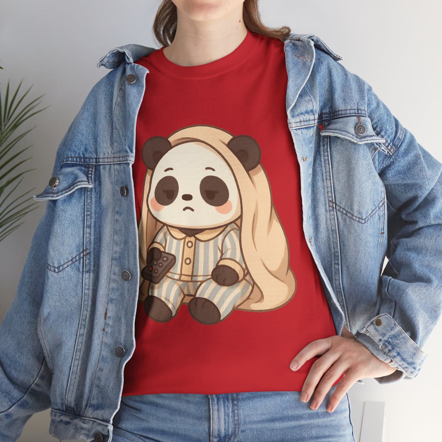 Lazy Panda Vibes Unisex Cotton Tee, Cozy Pajama Shirt, Cute Loungewear, Animal Lover Gift, Relaxing Outfit