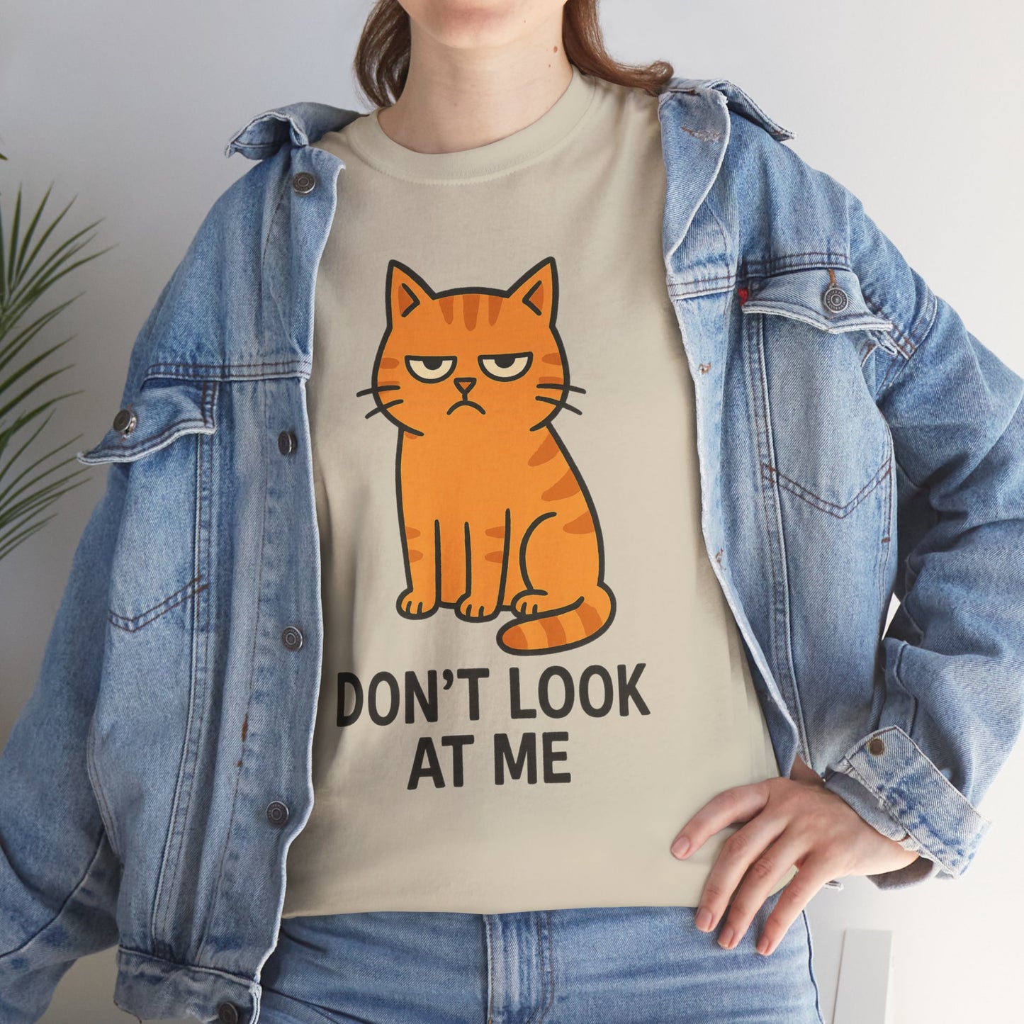 Grumpy Cat Tee - Don't Look At Me Shirt, Funny Gift for Cat Lovers, Unisex Graphic T-Shirt, Sassy Feline Humor, Casual Pet Lover Apparel
