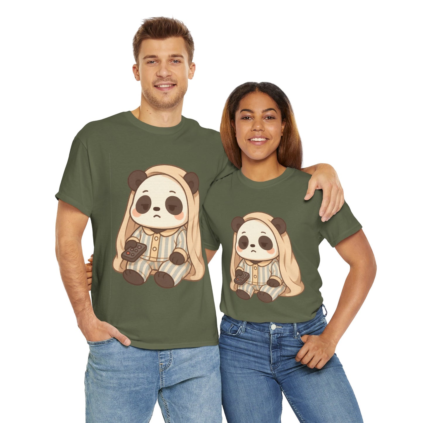 Lazy Panda Vibes Unisex Cotton Tee, Cozy Pajama Shirt, Cute Loungewear, Animal Lover Gift, Relaxing Outfit