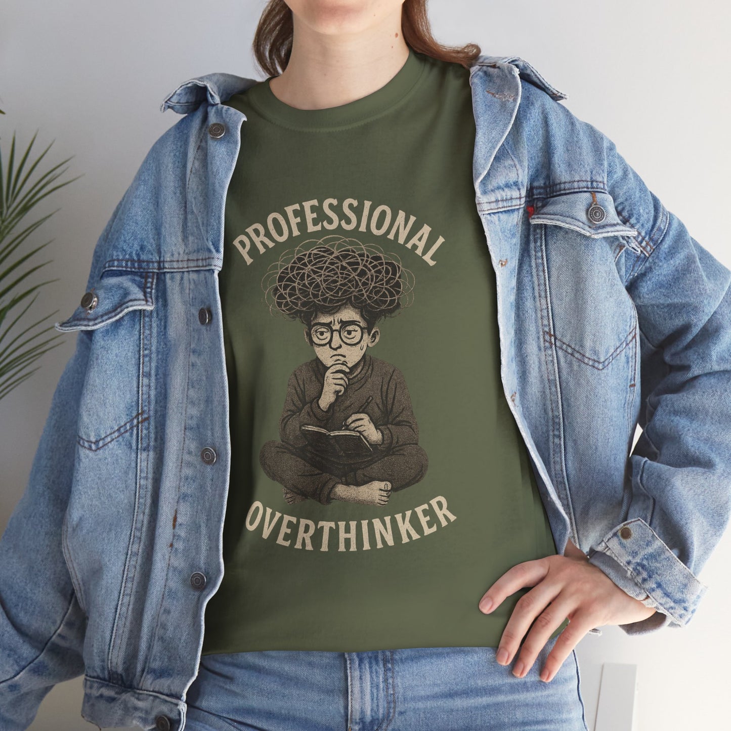 Professional Overthinker Shirt - Funny Thoughtful T-Shirt, Unisex Heavy Cotton Tee, Gift for Deep Thinkers, Casual Comfort Tee