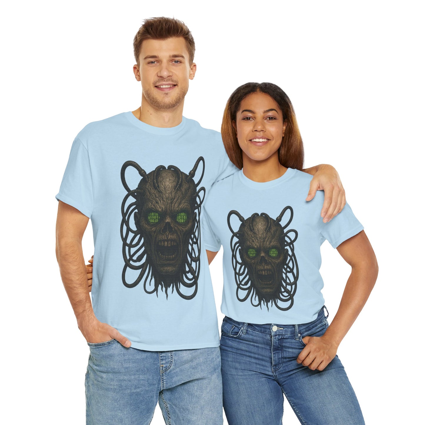 Neural Wraith T-Shirt, Gothic Horror Tee, Sci-Fi Skull Shirt, Cyberpunk Unisex Graphic, Dark Techwear