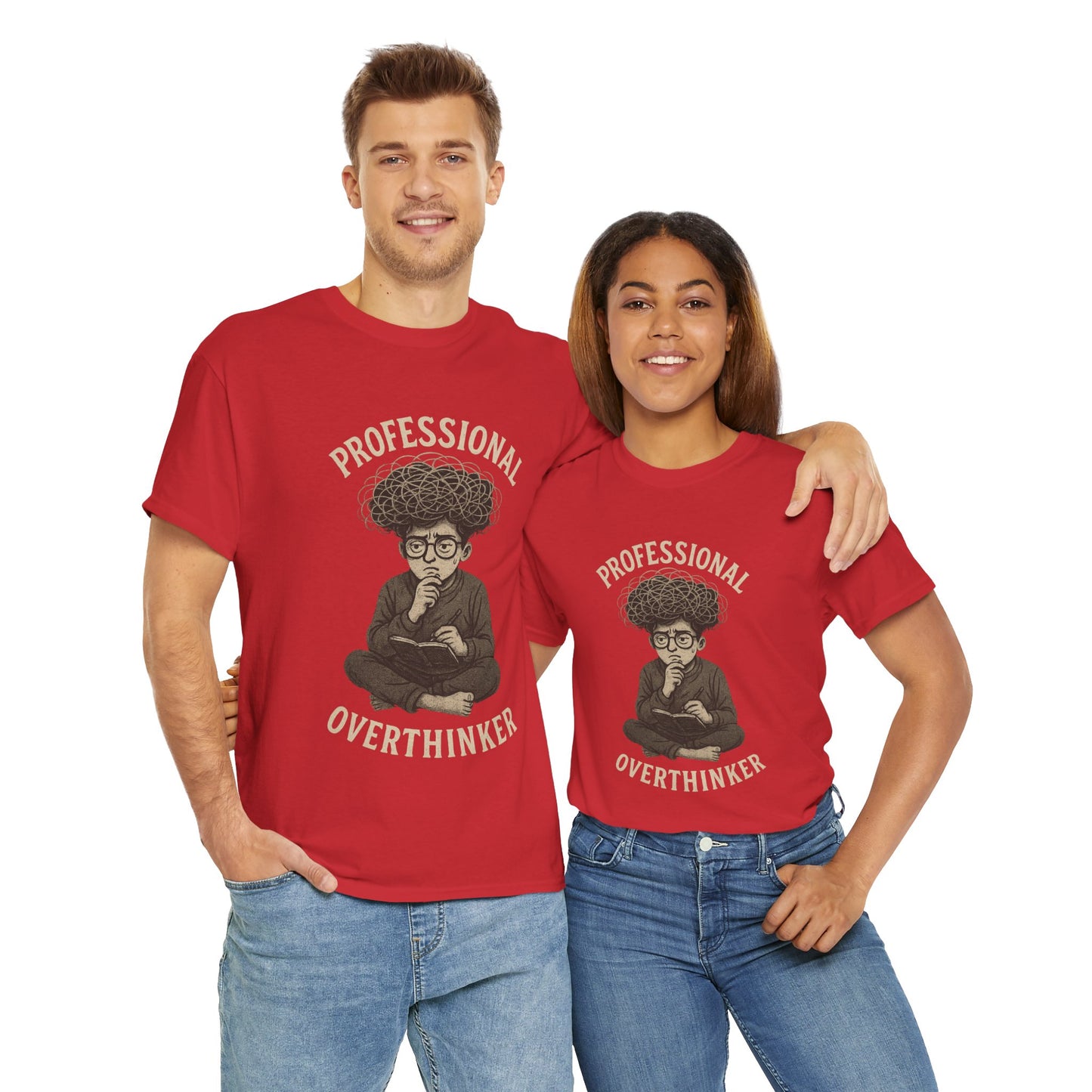 Professional Overthinker Shirt - Funny Thoughtful T-Shirt, Unisex Heavy Cotton Tee, Gift for Deep Thinkers, Casual Comfort Tee