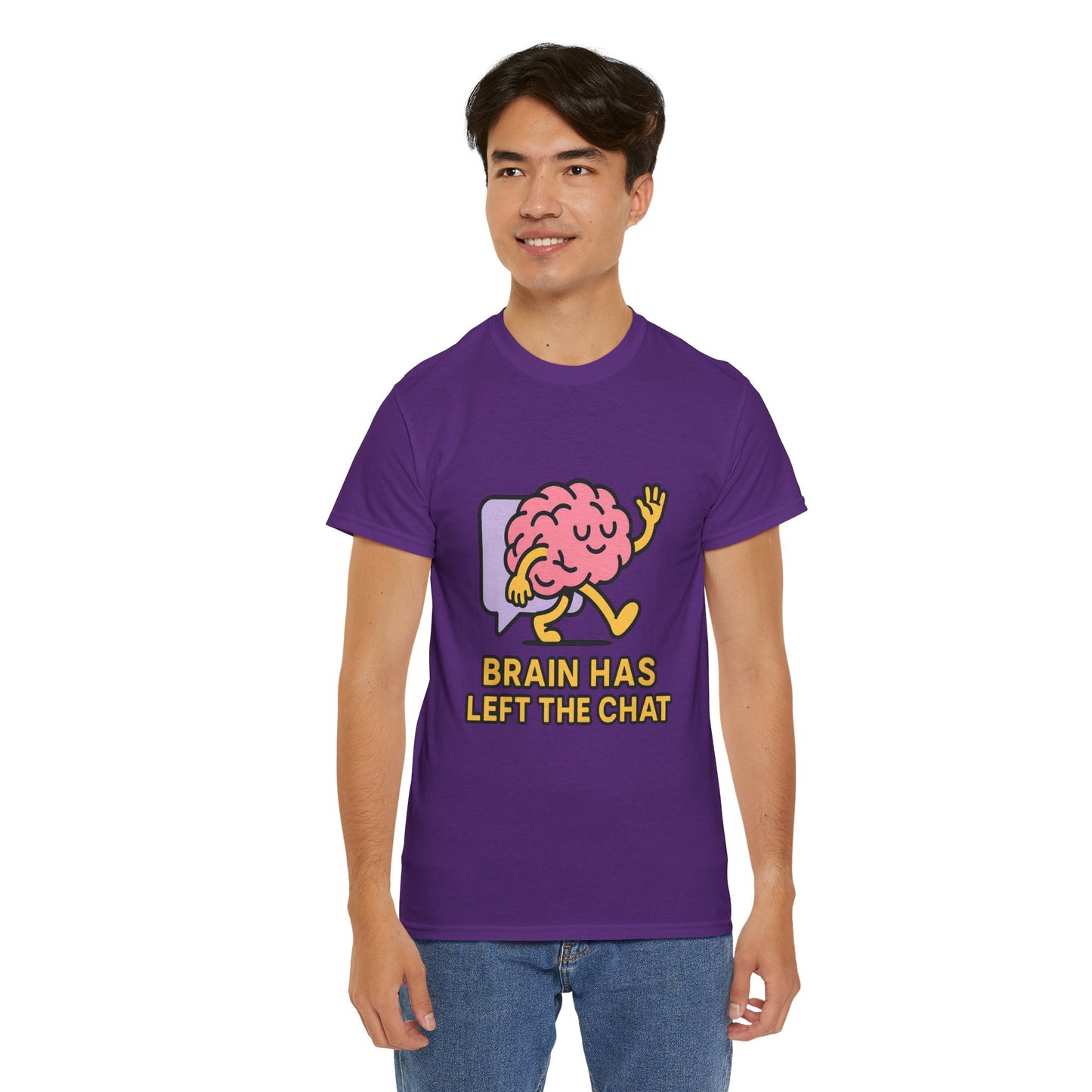 Brain Has Left The Chat T-Shirt, Funny Walking Brain Tee, Quirky Meme Shirt, Digital Humor, Gen Z Gift, Casual Unisex Graphic Top