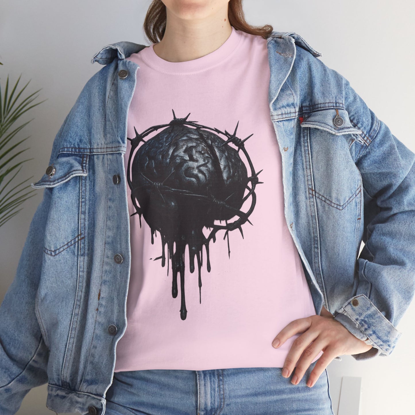 Dark Dripping Brain Tee, Unisex Heavy Cotton Shirt, Horror Fashion, Gothic Grunge Apparel, Edgy Gift for Him/Her