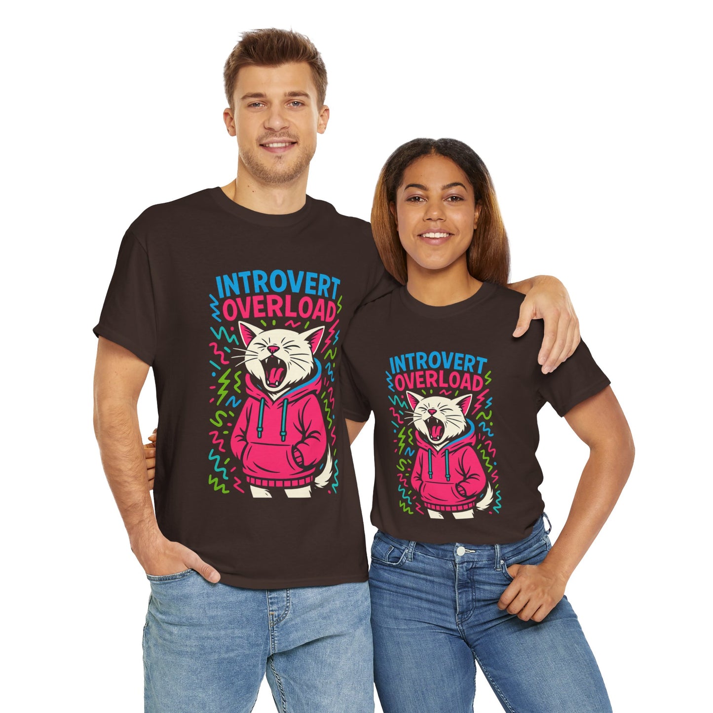 Introvert Overload Cat Shirt, Funny Hoodie Cat Tee, Social Anxiety Meme Shirt, Unisex Gift for Cat Lovers, Loud Crowd Humor Top