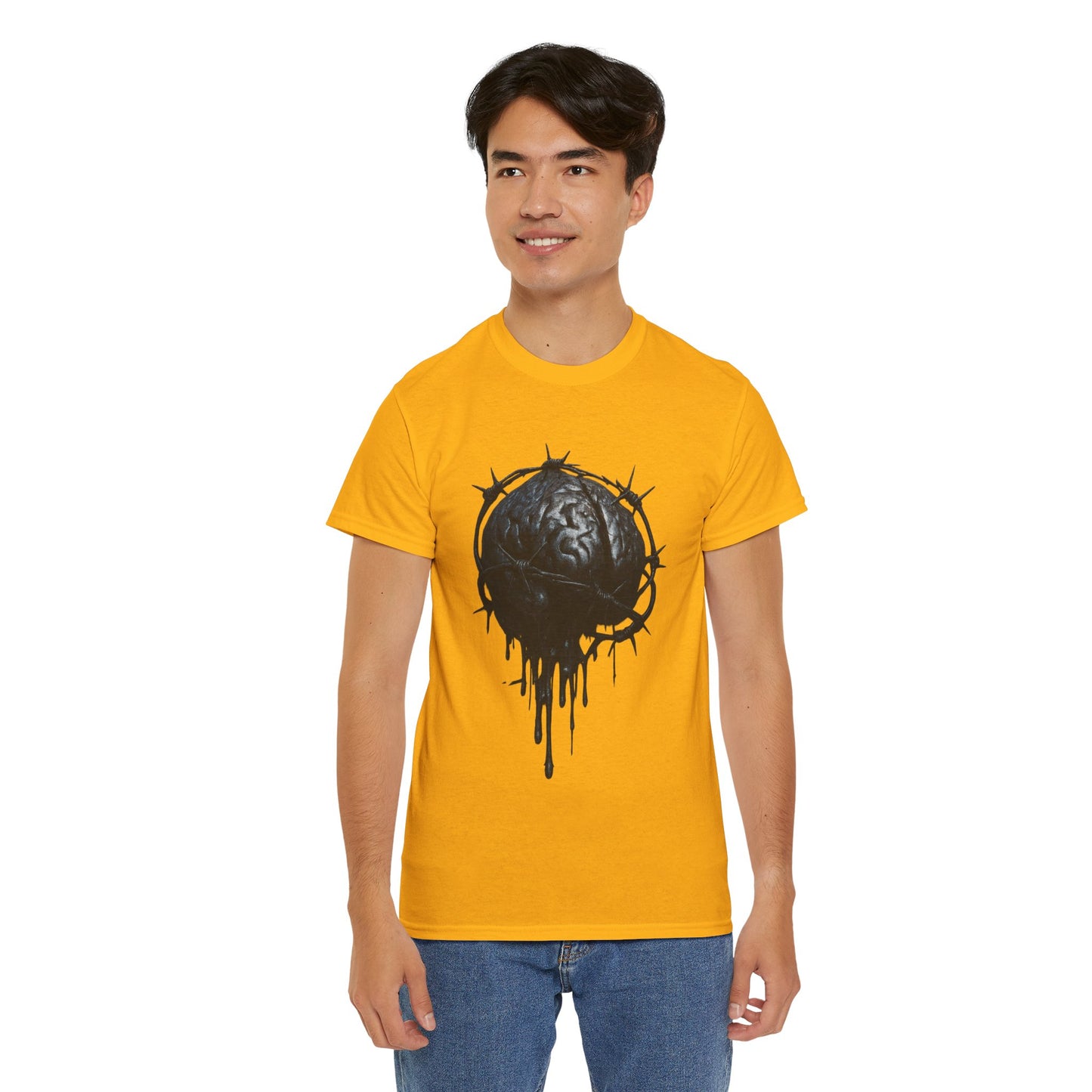 Dark Dripping Brain Tee, Unisex Heavy Cotton Shirt, Horror Fashion, Gothic Grunge Apparel, Edgy Gift for Him/Her