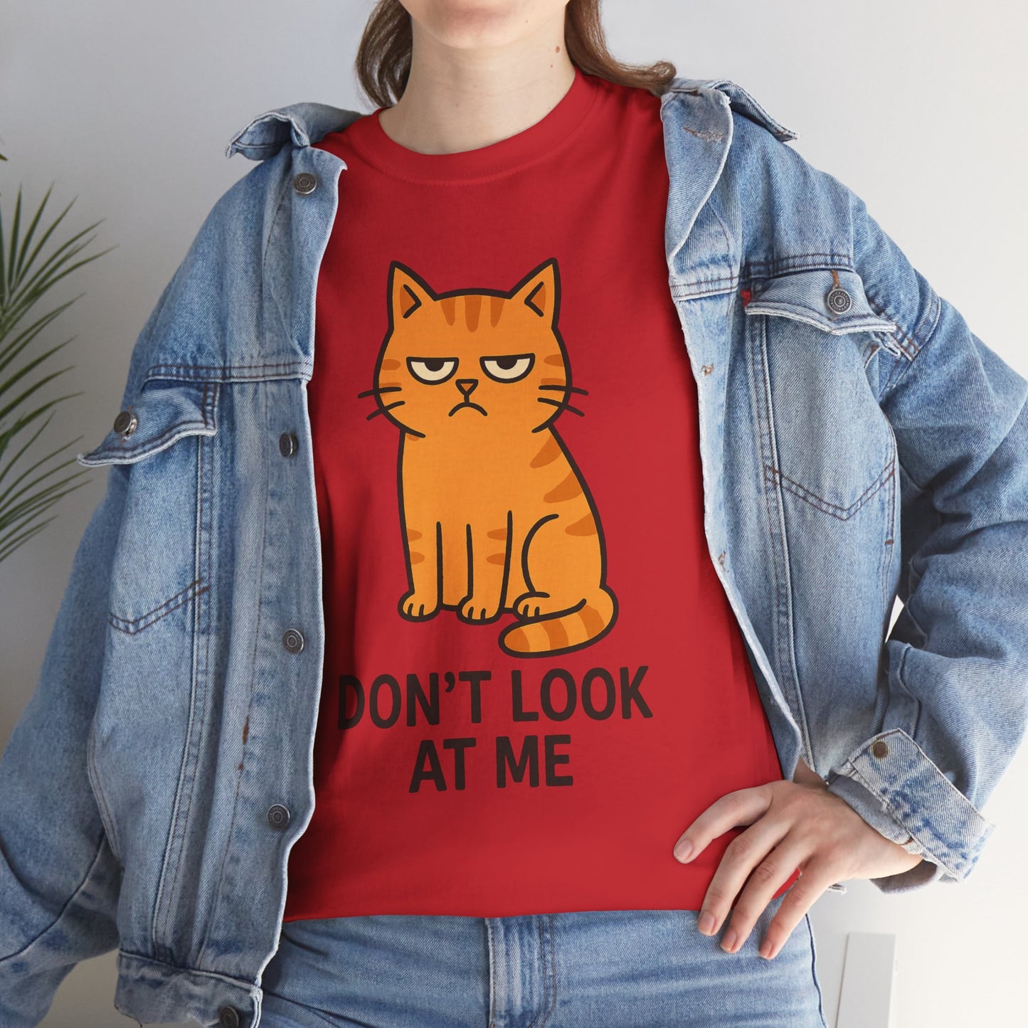 Grumpy Cat Tee - Don't Look At Me Shirt, Funny Gift for Cat Lovers, Unisex Graphic T-Shirt, Sassy Feline Humor, Casual Pet Lover Apparel