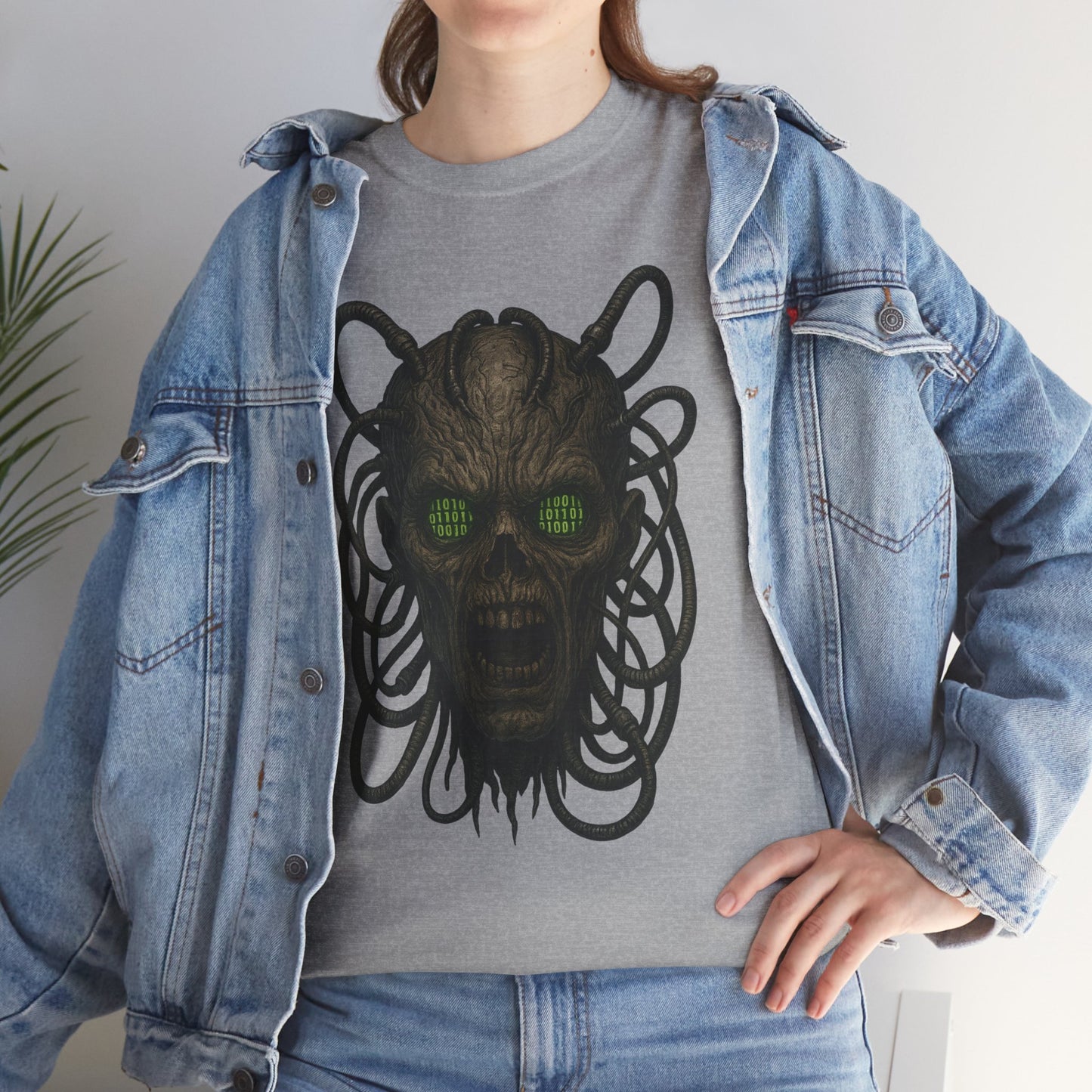 Neural Wraith T-Shirt, Gothic Horror Tee, Sci-Fi Skull Shirt, Cyberpunk Unisex Graphic, Dark Techwear
