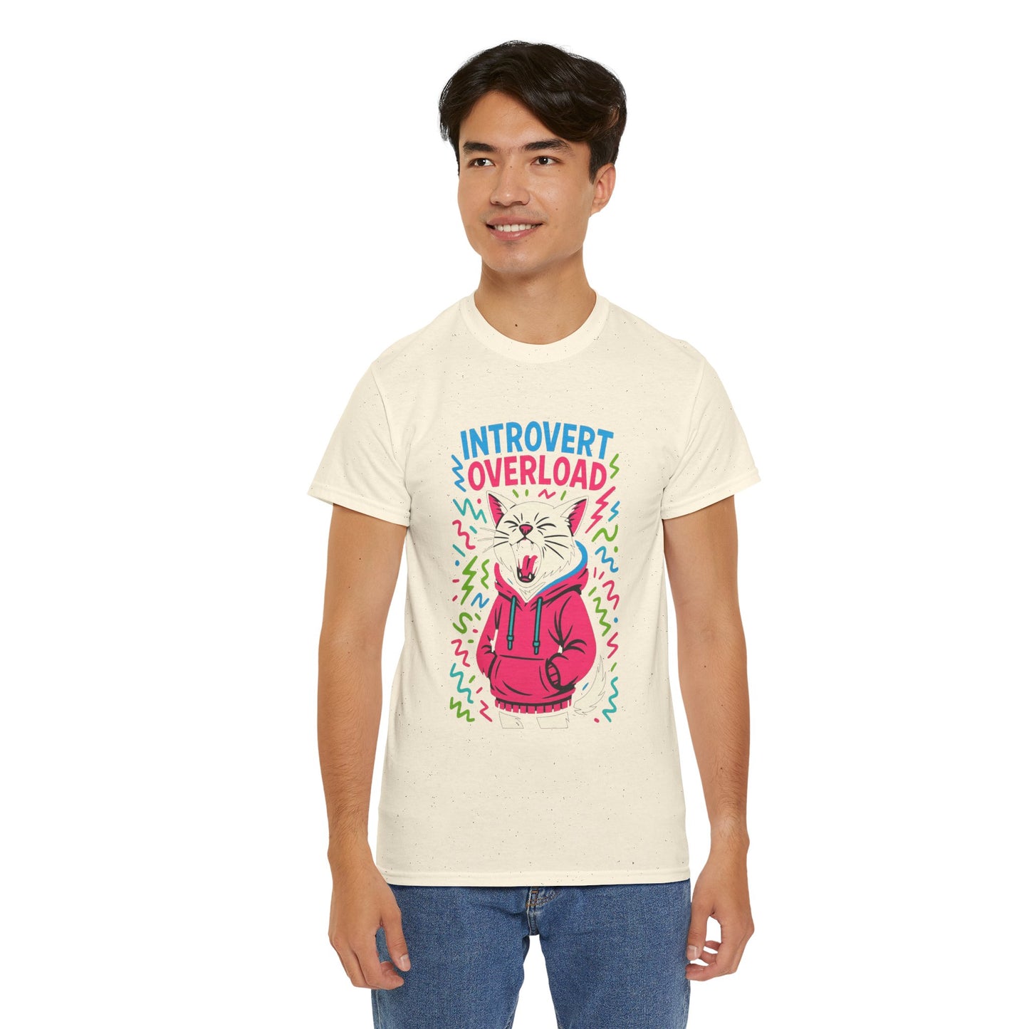 Introvert Overload Cat Shirt, Funny Hoodie Cat Tee, Social Anxiety Meme Shirt, Unisex Gift for Cat Lovers, Loud Crowd Humor Top