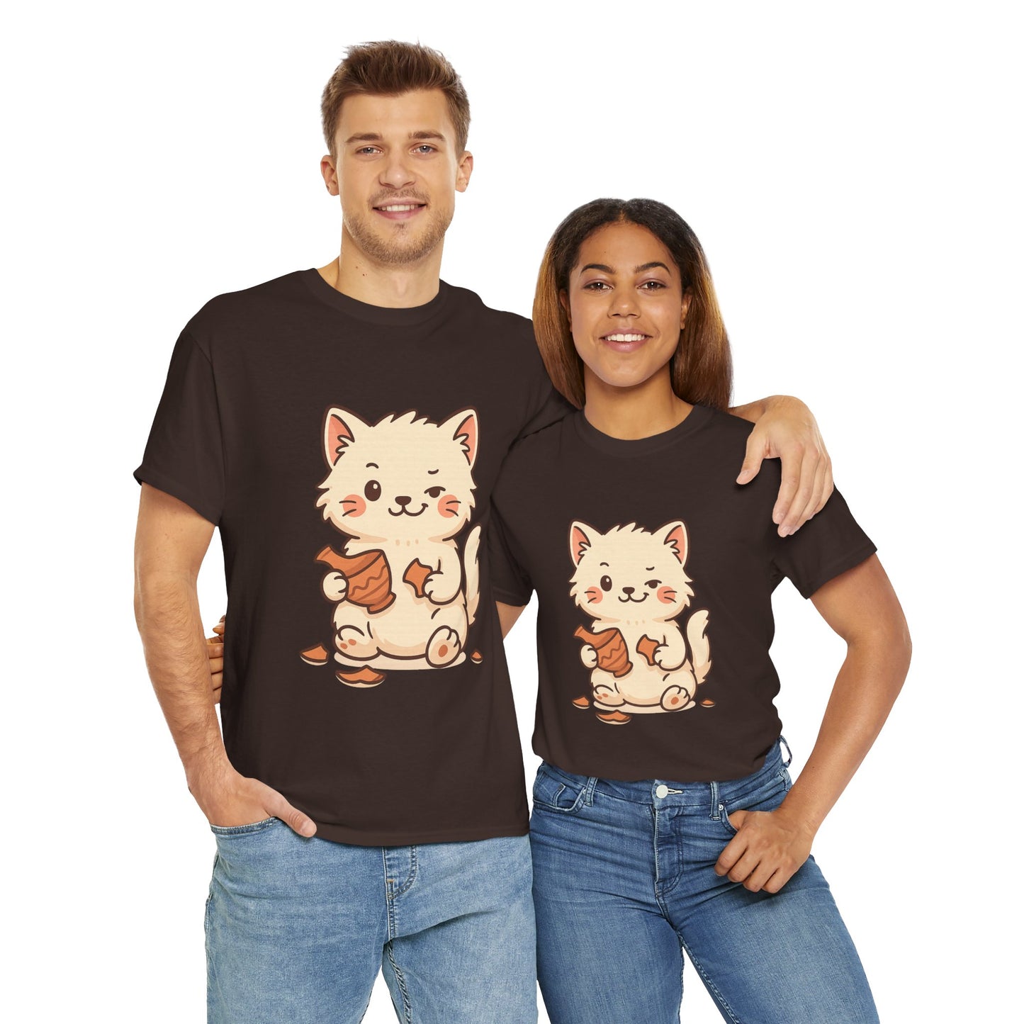 Cute Naughty Cat T-Shirt - Funny Kawaii Cat Shirt for Pet Lovers, Paws & Claws Collection