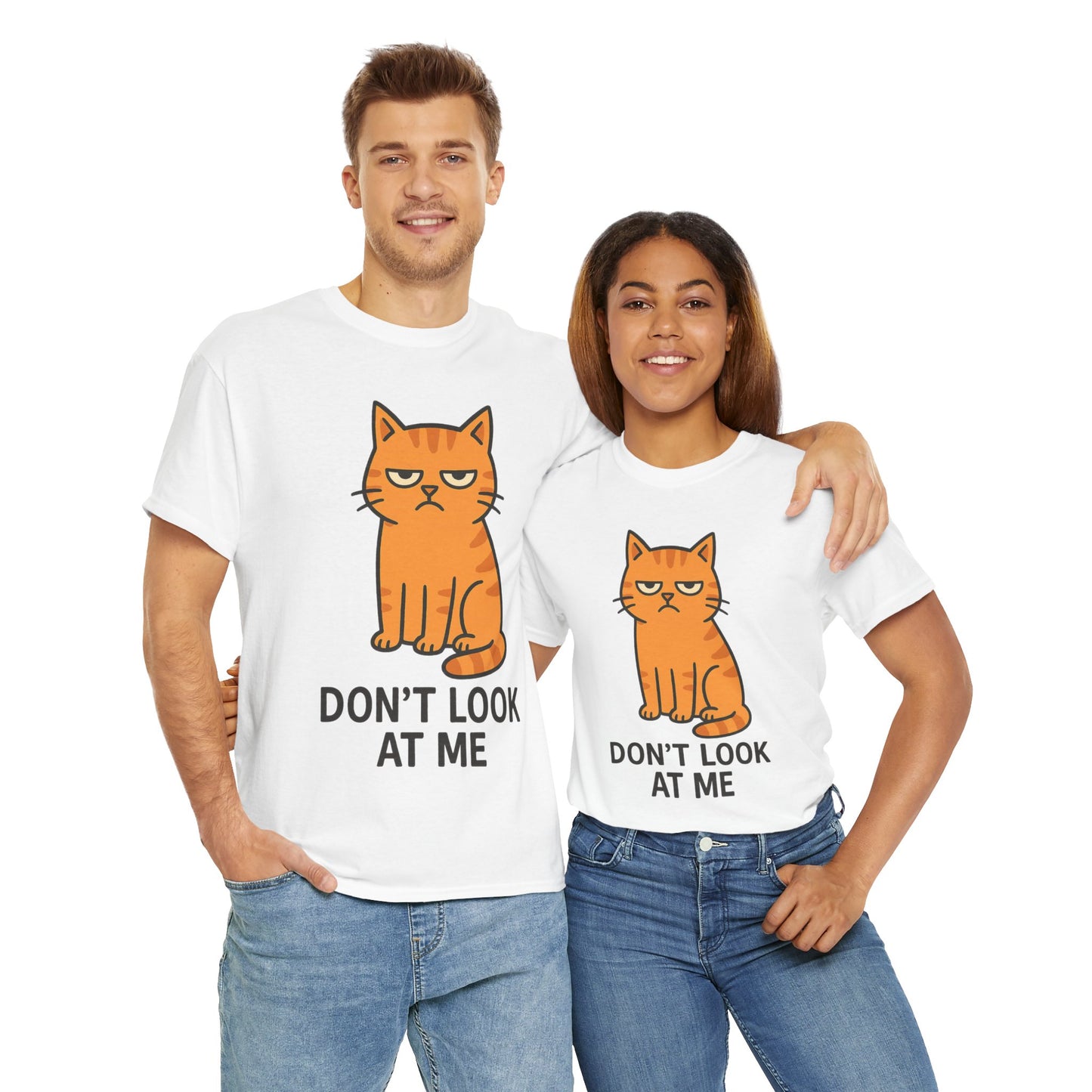 Grumpy Cat Tee - Don't Look At Me Shirt, Funny Gift for Cat Lovers, Unisex Graphic T-Shirt, Sassy Feline Humor, Casual Pet Lover Apparel