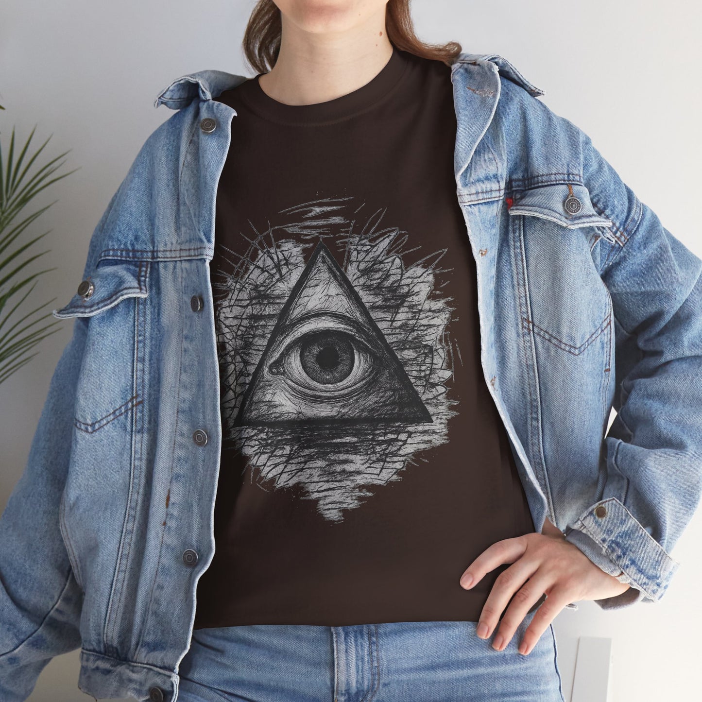 Mystic All-Seeing Eye Tee, Unisex Heavy Cotton Shirt, Occult Symbol T-Shirt, Grunge Style Gift, Esoteric Apparel